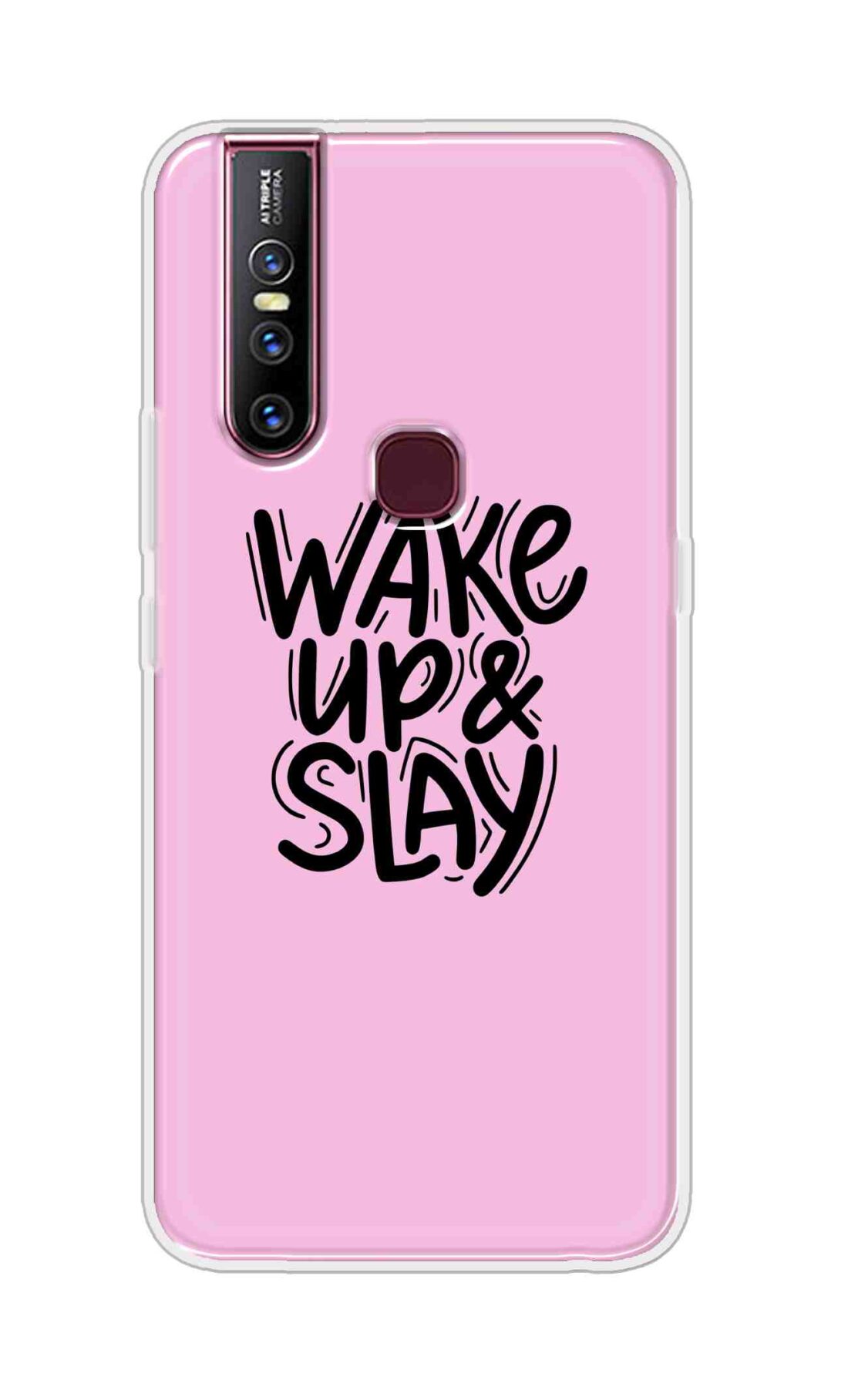 Coberta Back Cover For Vivo V15 Back Cover Stylish Case - Wake Up and Slay in Pink Design D16505