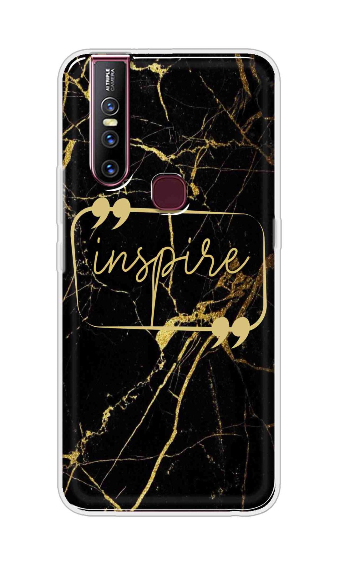 Coberta Back Cover For Vivo V15 Back Cover Stylish Case - Inspire in Golden Marble Design D16509