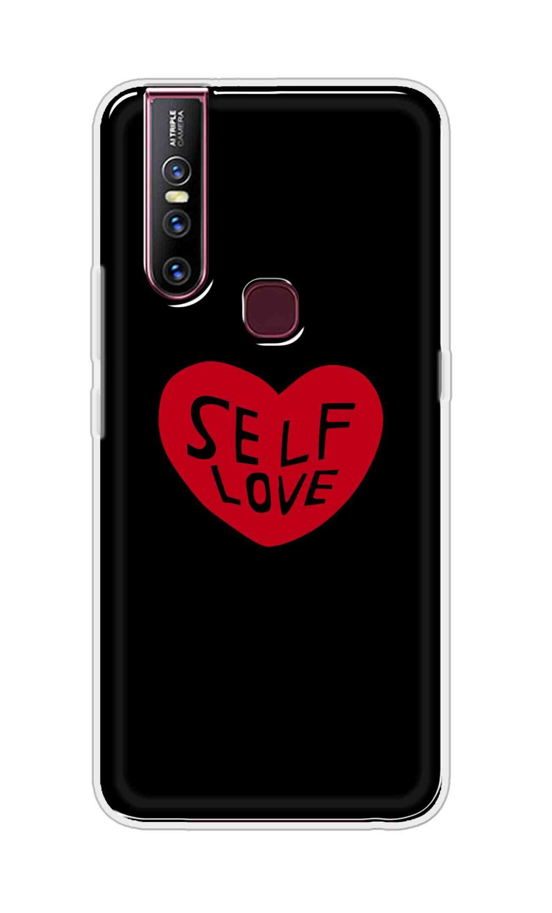 Coberta Back Cover For Vivo V15 Back Cover Stylish Case - Self Love Heart in Black Design D16516