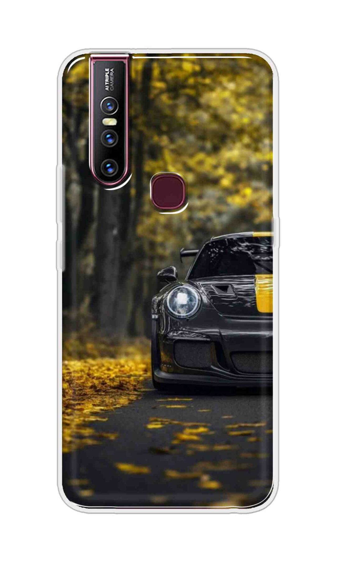 Coberta Back Cover For Vivo V15 Back Cover Stylish Case - Black and Yellow Car Design D16561