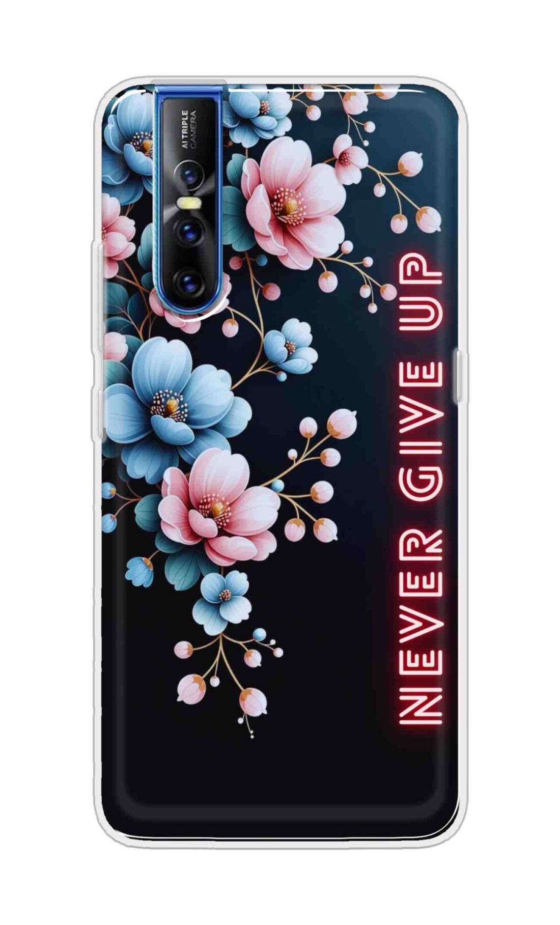 Coberta Back Cover For Vivo V15 Pro Back Cover Stylish Case - Never Give Up with Flowers Design D16500