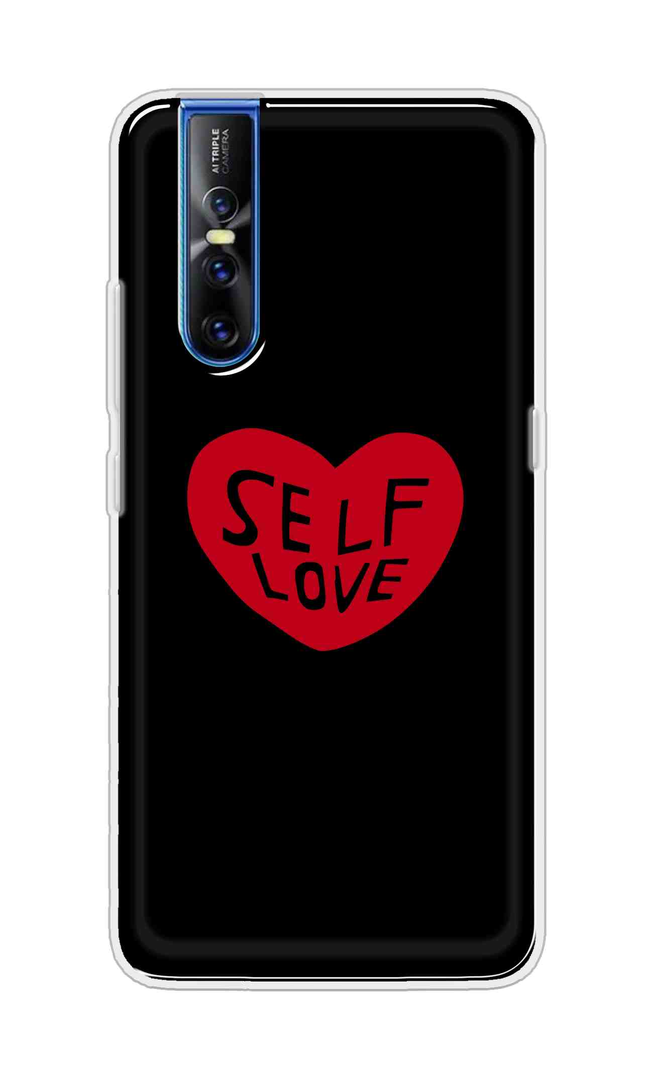 Coberta Back Cover For Vivo V15 Pro Back Cover Stylish Case - Self Love Heart in Black Design D16516