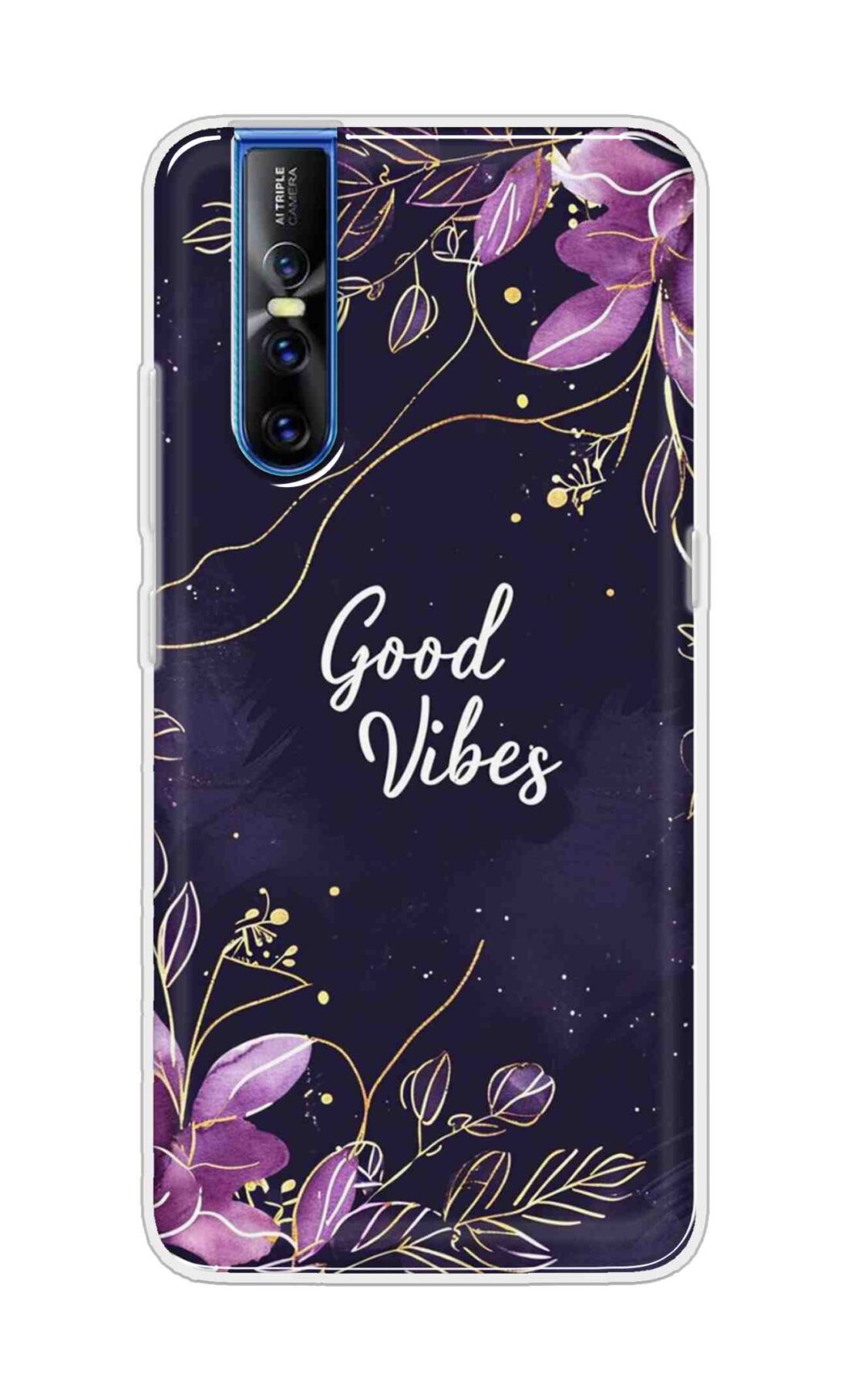 Coberta Back Cover For Vivo V15 Pro Back Cover Stylish Case - Good Vibes in Flowers Design D16517