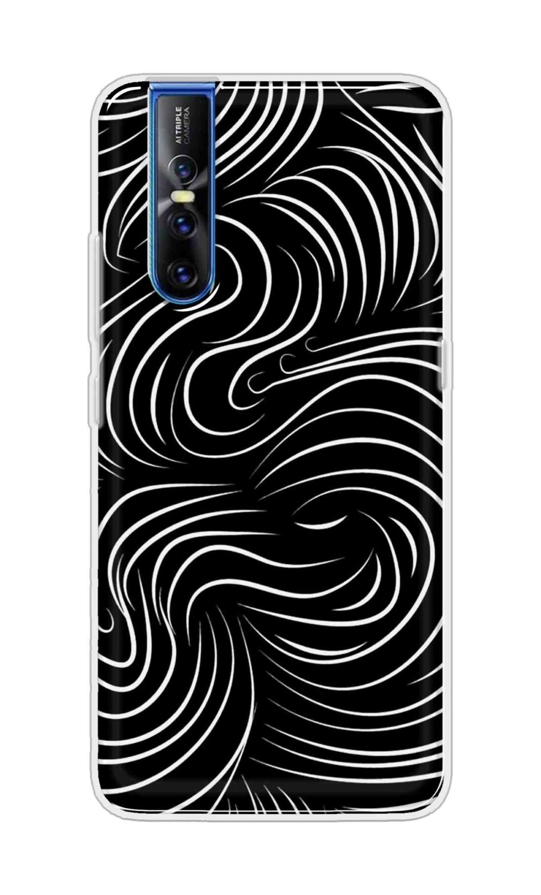 Coberta Back Cover For Vivo V15 Pro Back Cover Stylish Case - White Curves Design D16552