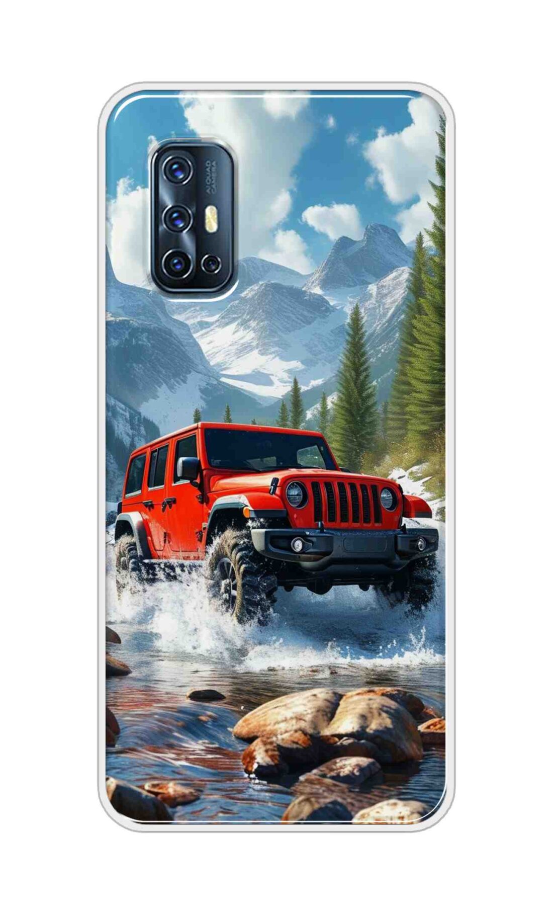 Coberta Back Cover For Vivo V17 Back Cover Stylish Case - Red Car in Nature Design D16513
