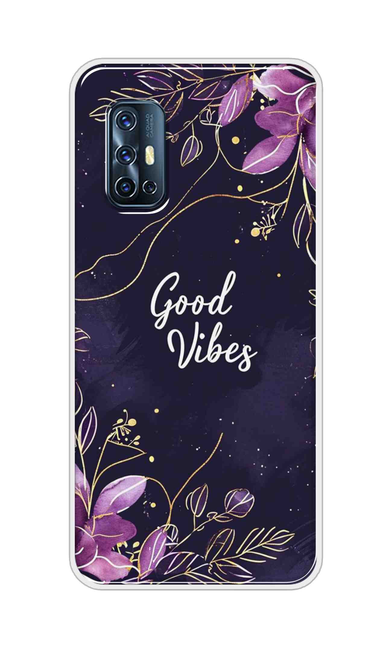 Coberta Back Cover For Vivo V17 Back Cover Stylish Case - Good Vibes in Flowers Design D16517