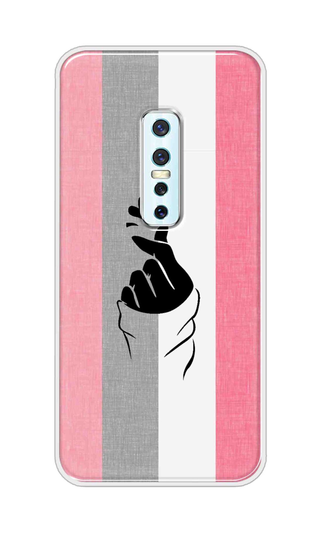 Coberta Back Cover For Vivo V17 Pro Back Cover Stylish Case - Pink and Grey Korean Heart Design D11894