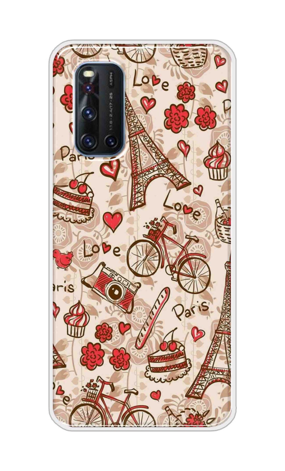 Coberta Back Cover For Vivo V19 Back Cover Stylish Case - Paris and Love Text Pattern D11626