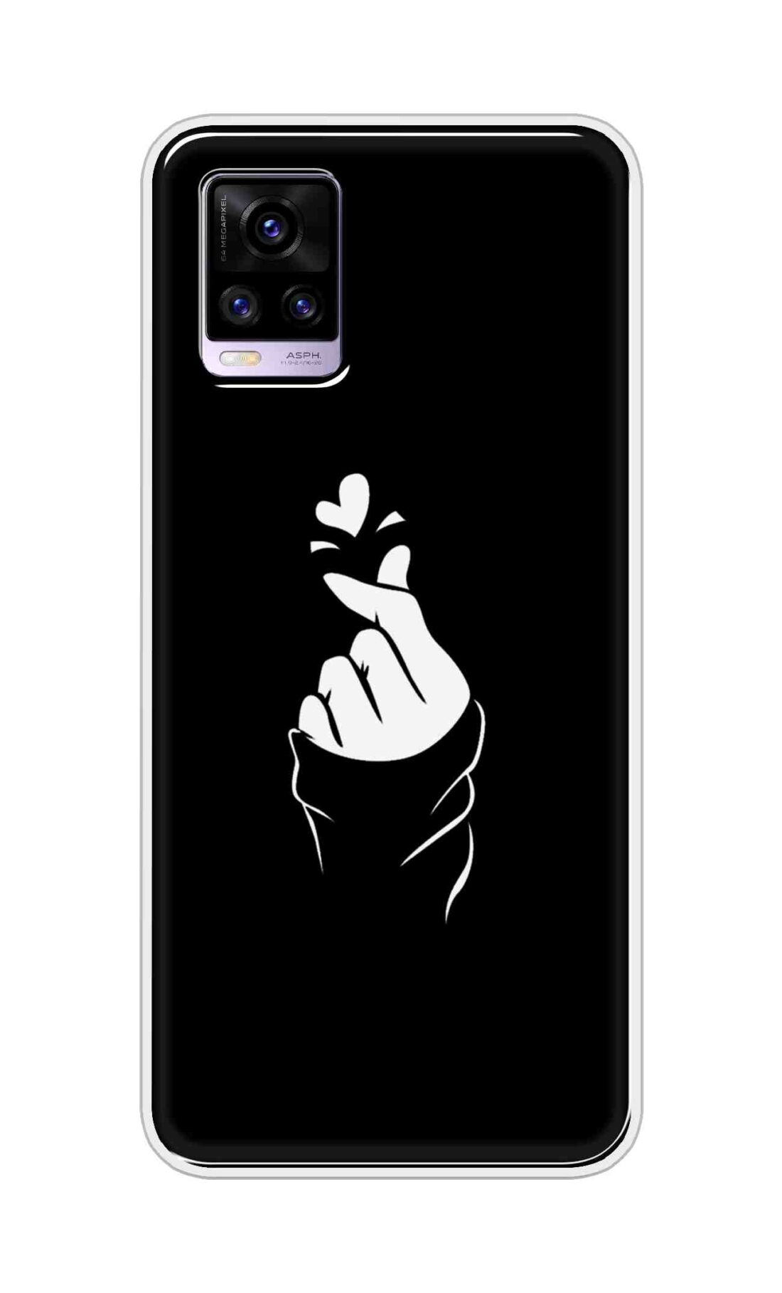 Coberta Back Cover For Vivo V20 Back Cover Stylish Case - Black Korean Heart Design D11802