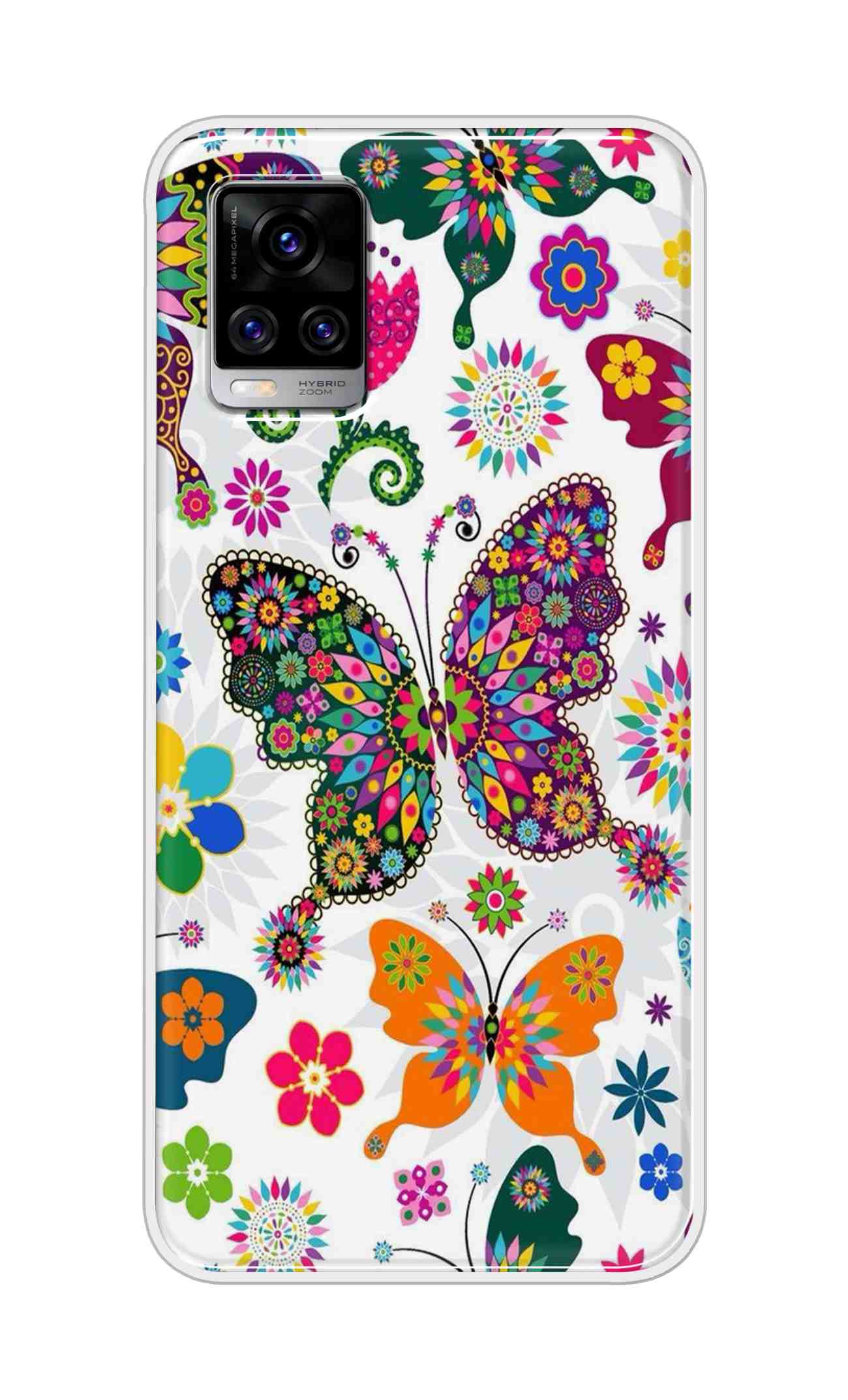 Coberta Back Cover For Vivo V20 Pro Back Cover Stylish Case - Colourful Butterflyes Design D11038