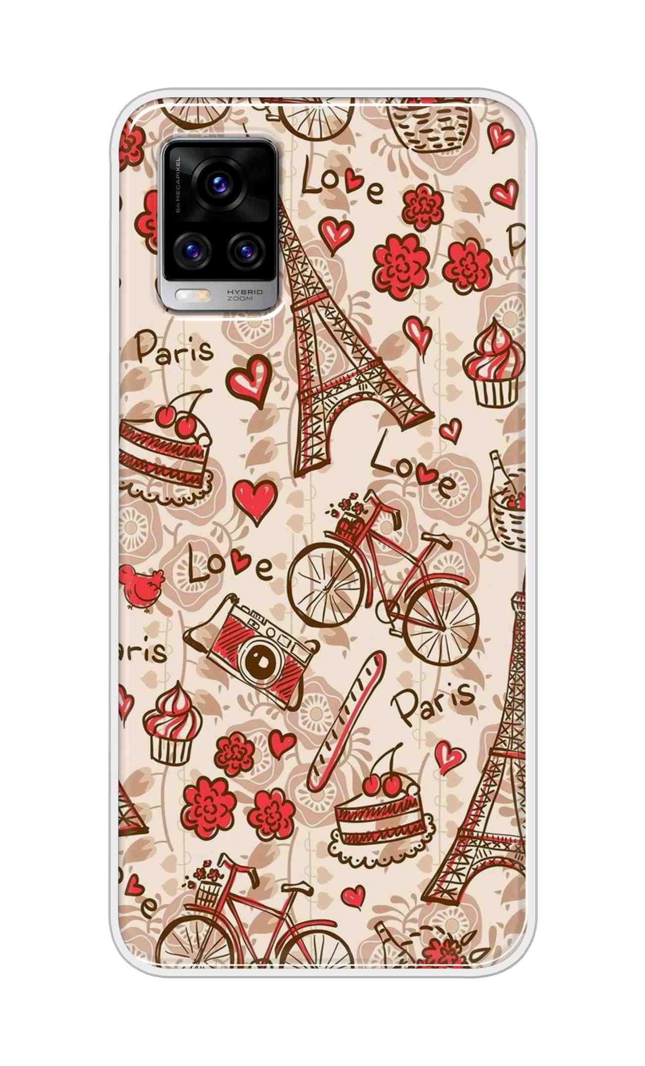 Coberta Back Cover For Vivo V20 Pro Back Cover Stylish Case - Paris and Love Text Pattern D11626