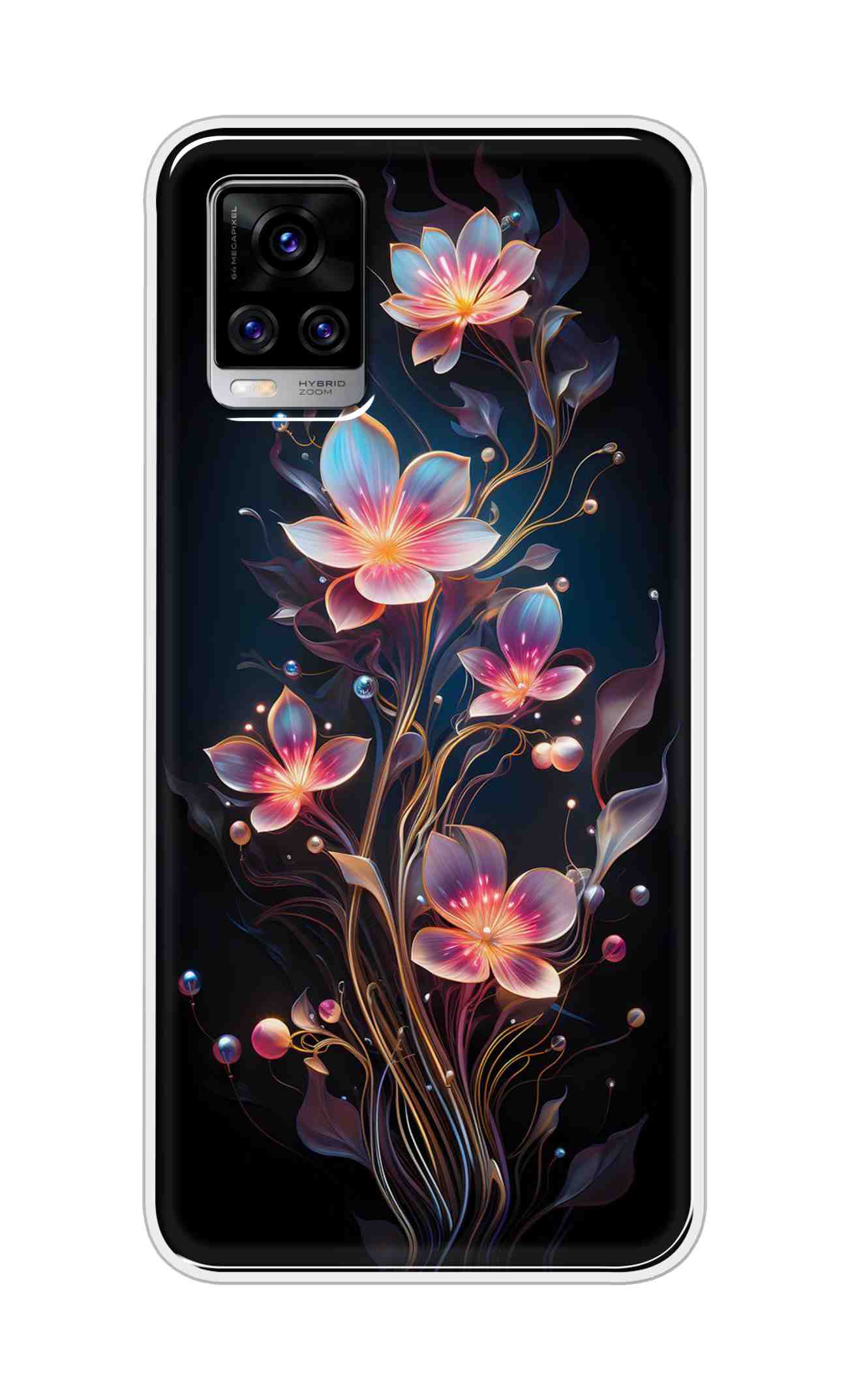 Coberta Back Cover For Vivo V20 Pro Back Cover Stylish Case - Asthetic Flowers in Black Design D16523
