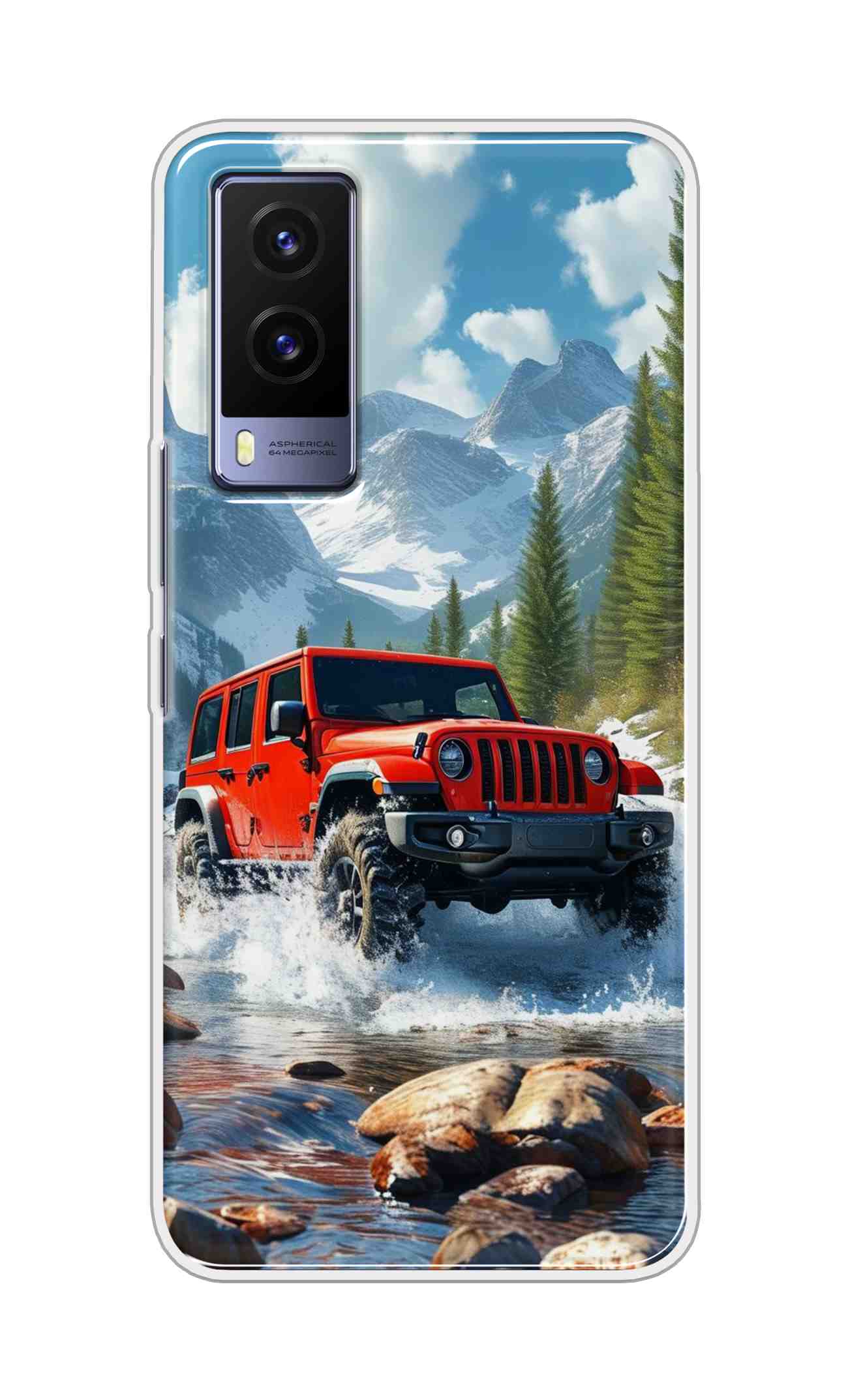 Coberta Back Cover For Vivo V21e 5G Back Cover Stylish Case - Red Car in Nature Design D16513