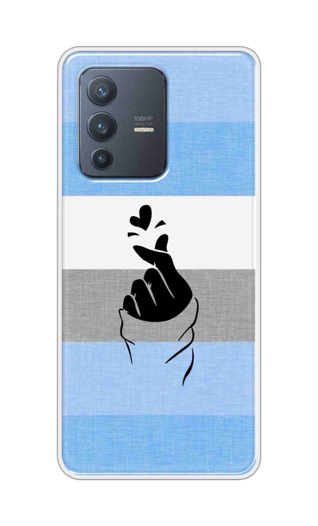 Coberta Back Cover For Vivo V23 Pro Back Cover Stylish Case - Blue and Grey Korean Heart Design D14909