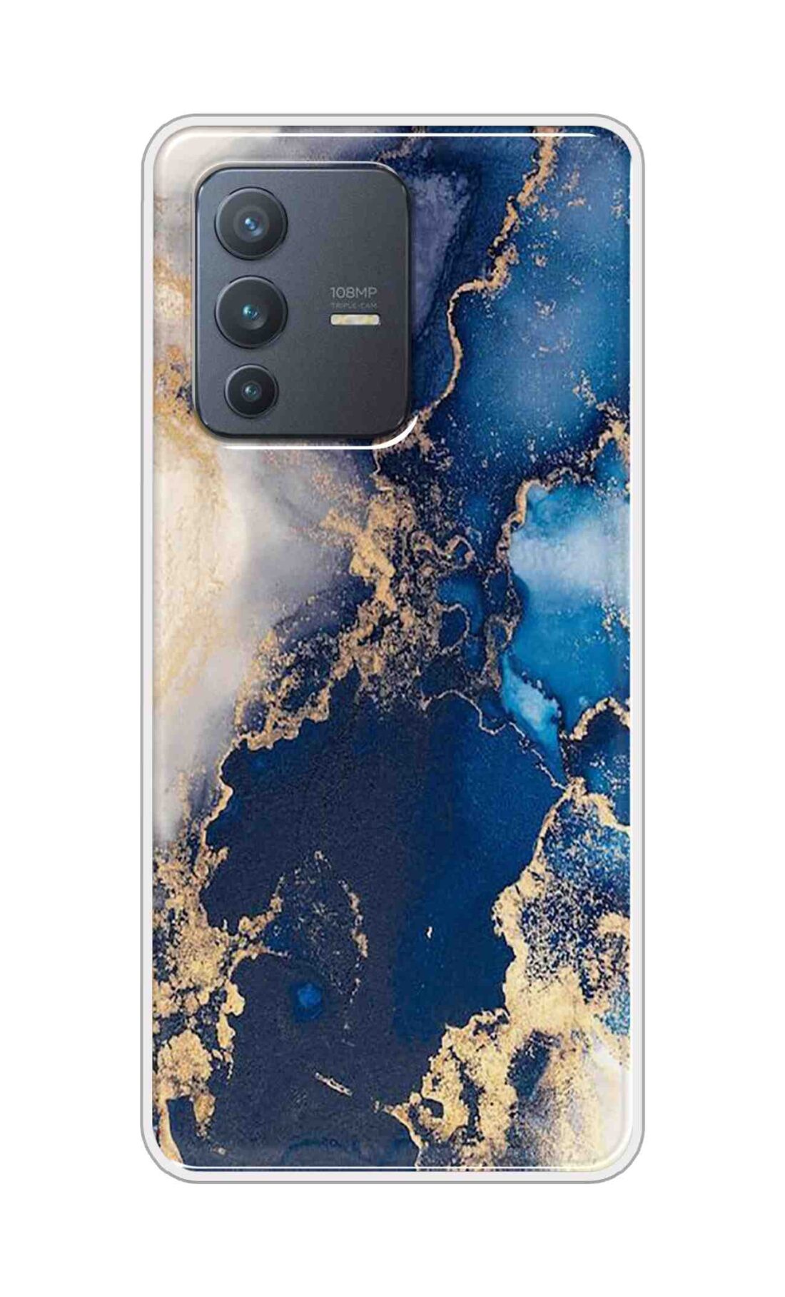 Coberta Back Cover For Vivo V23 Pro Back Cover Stylish Case - White and Dark Blue Marble Design D16177
