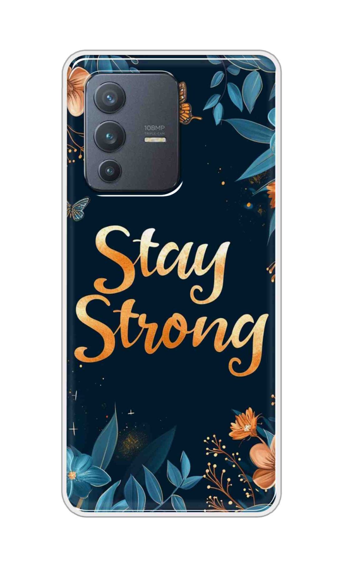 Coberta Back Cover For Vivo V23 Pro Back Cover Stylish Case - Stay Strong with Flowers Design D16514