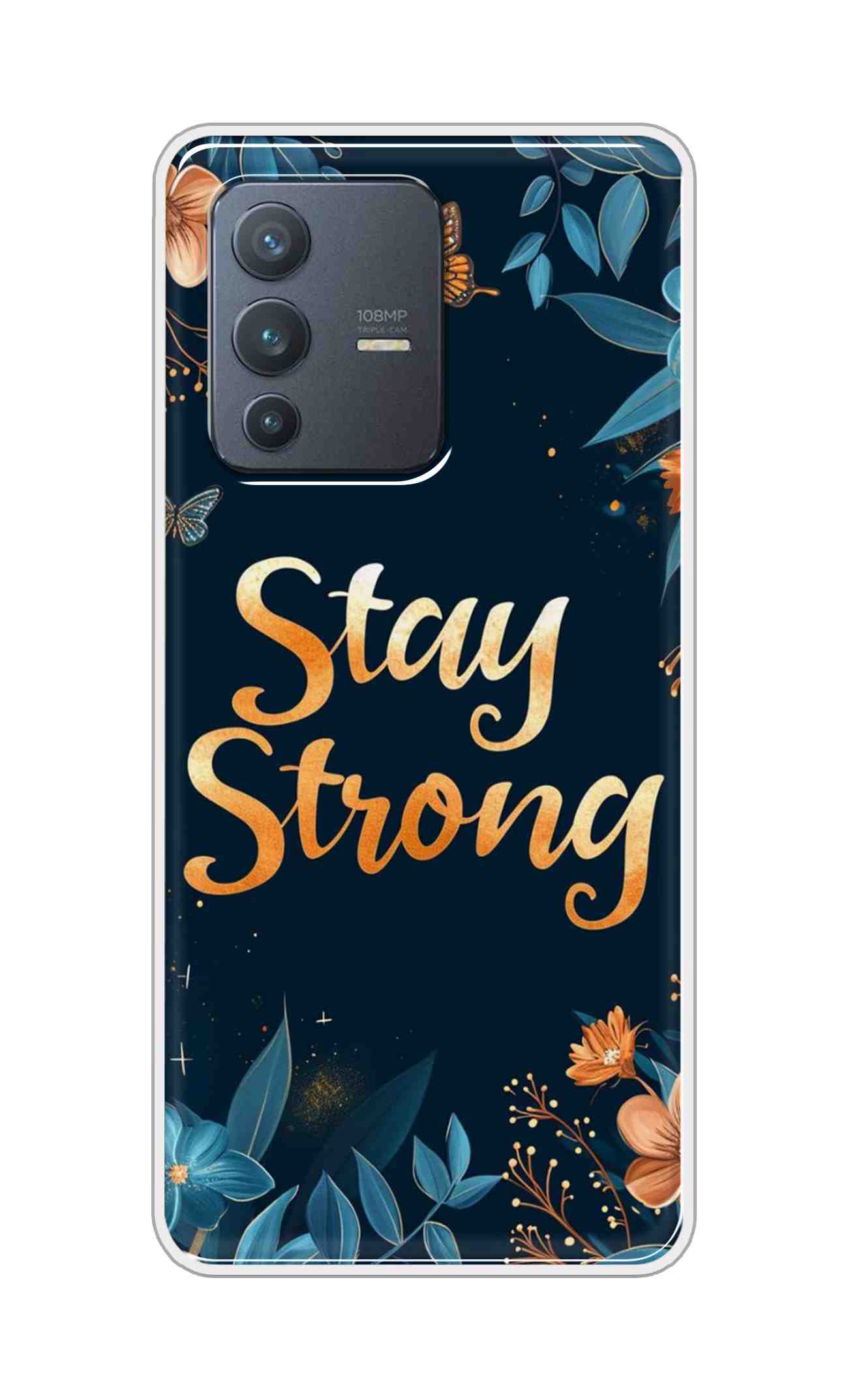 Coberta Back Cover For Vivo V23 Pro Back Cover Stylish Case - Stay Strong with Flowers Design D16514