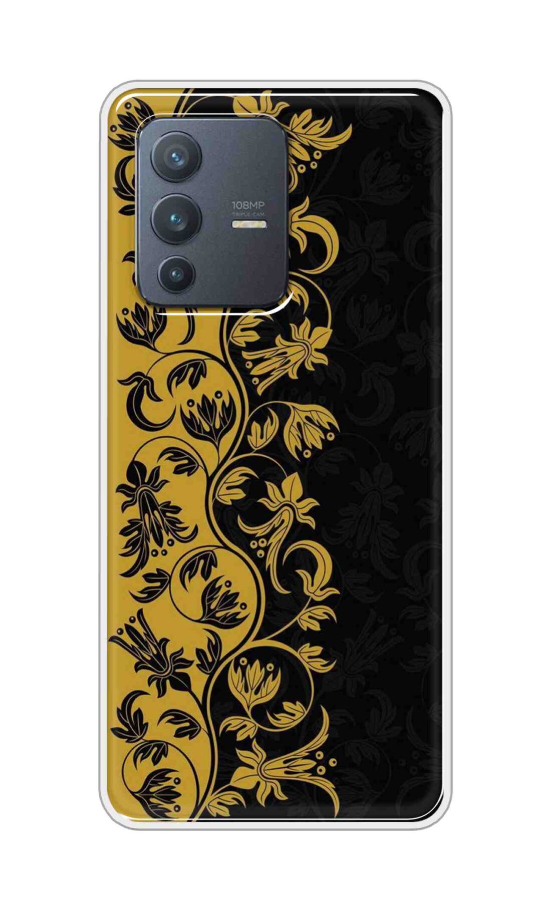 Coberta Back Cover For Vivo V23 Pro Back Cover Stylish Case - Black and Yellow Leaves Design D16518