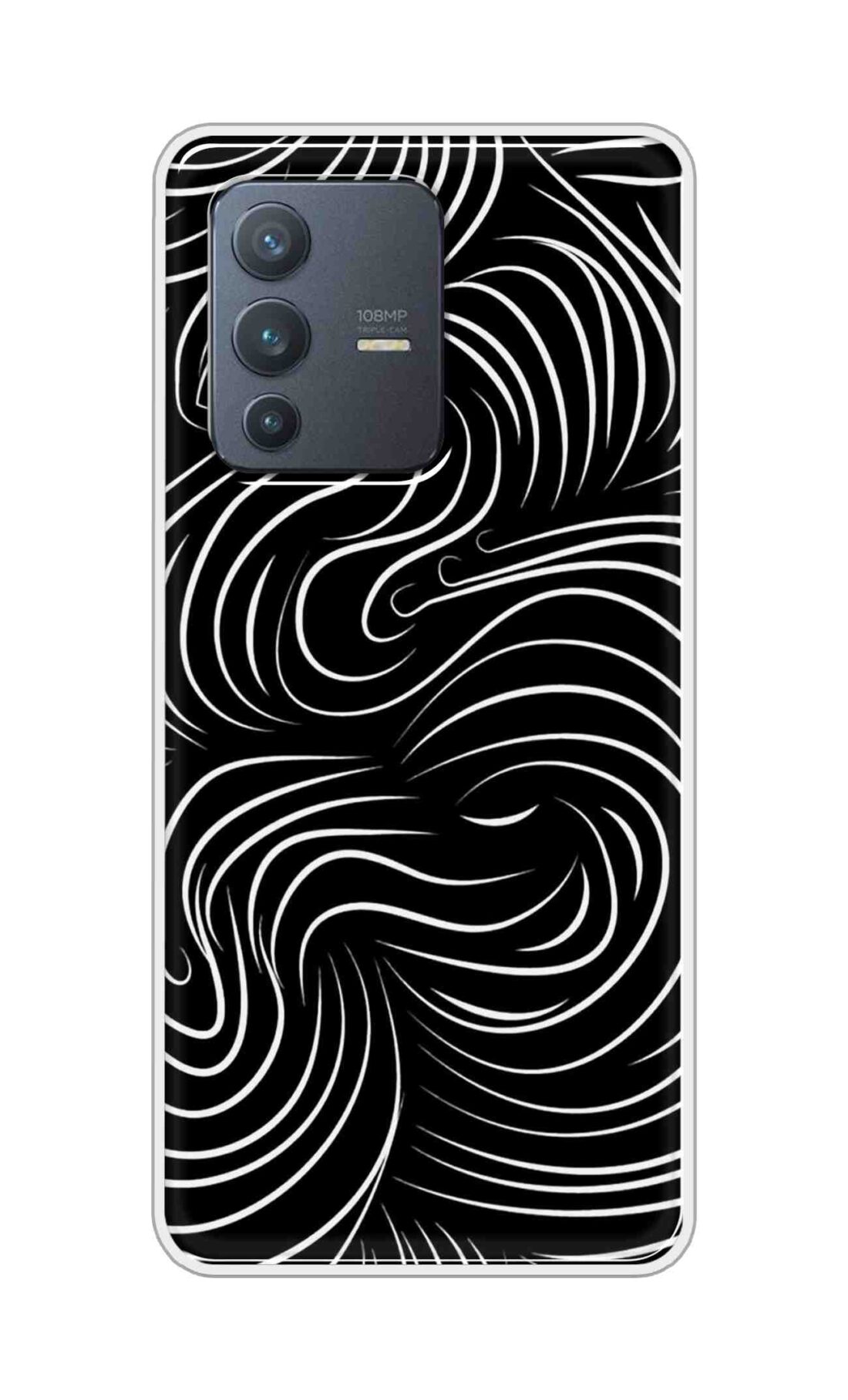 Coberta Back Cover For Vivo V23 Pro Back Cover Stylish Case - White Curves Design D16552