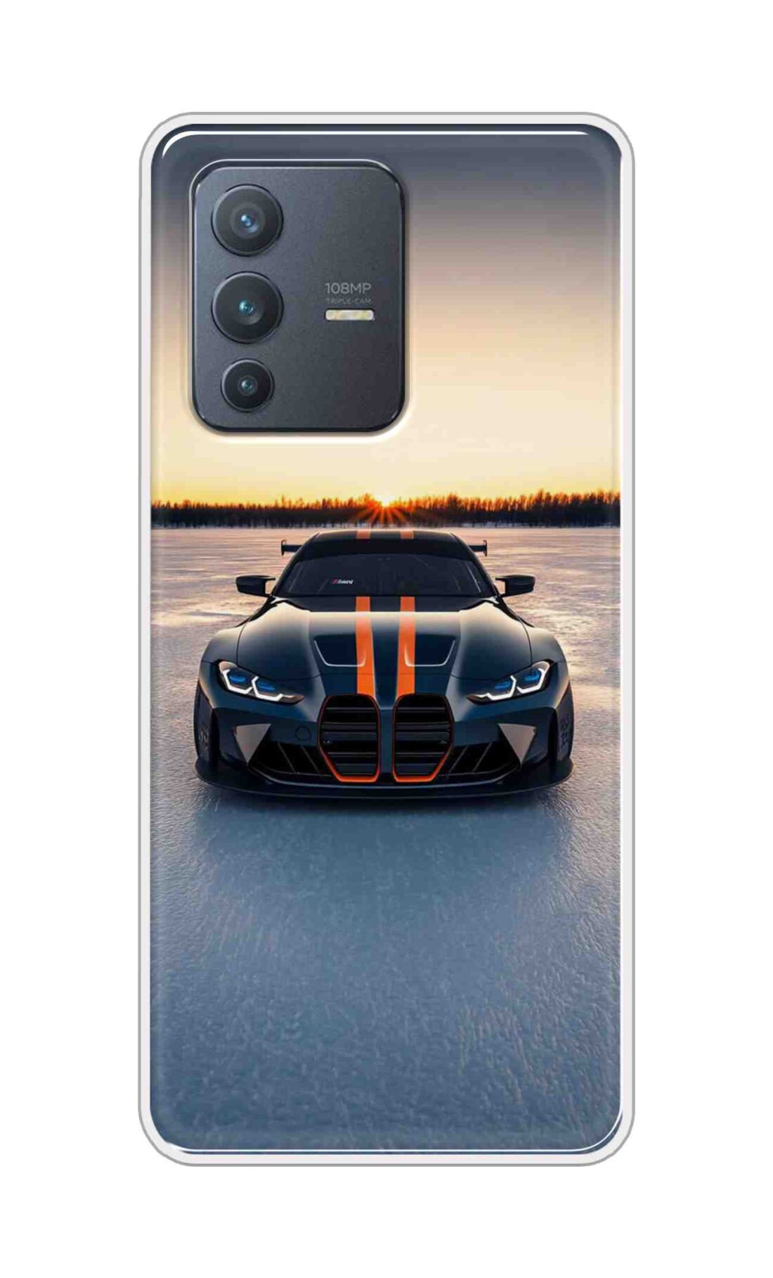 Coberta Back Cover For Vivo V23 Pro Back Cover Stylish Case - Black Car in Nature Design D16598