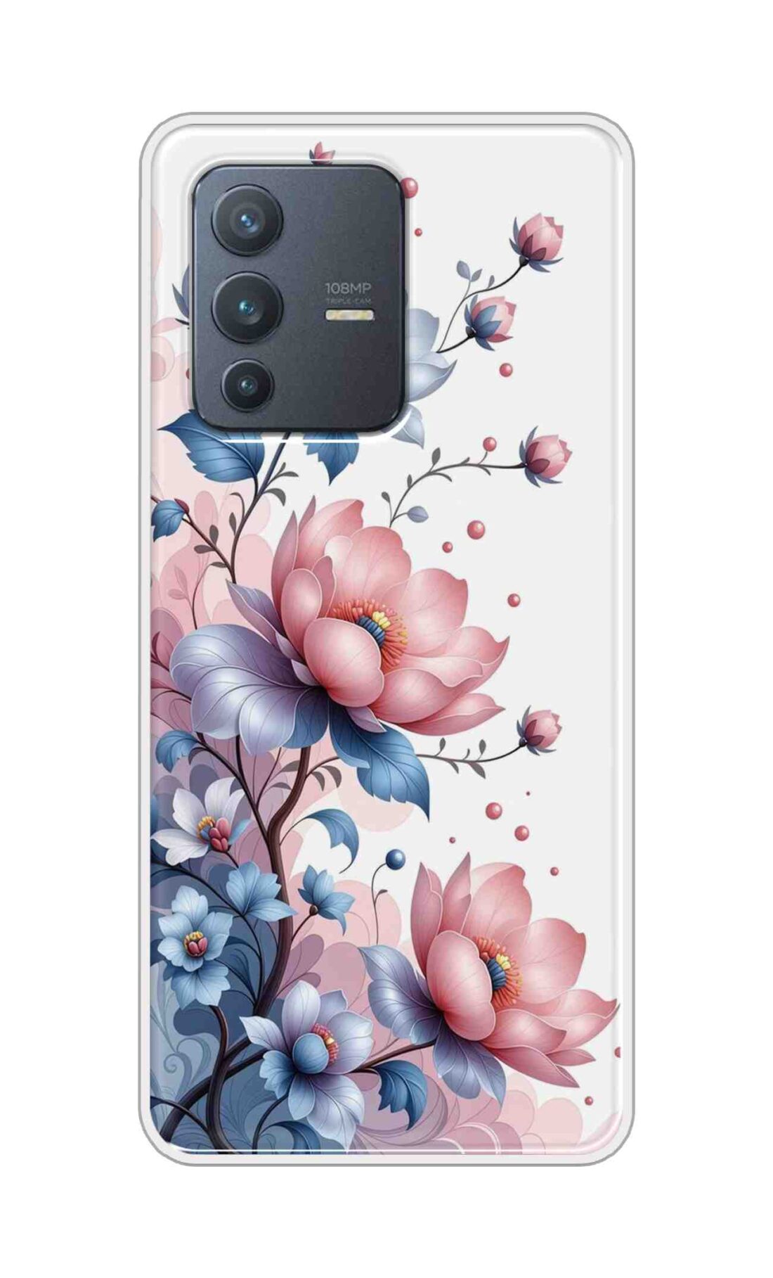 Coberta Back Cover For Vivo V23 Pro Back Cover Stylish Case - Asthetic Flowers in White Design D16607