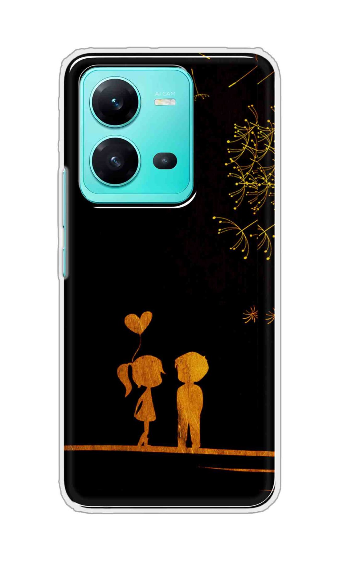 Coberta Back Cover For Vivo V25 5G Back Cover Stylish Case - Girl and Boy Love in Black Design D11017