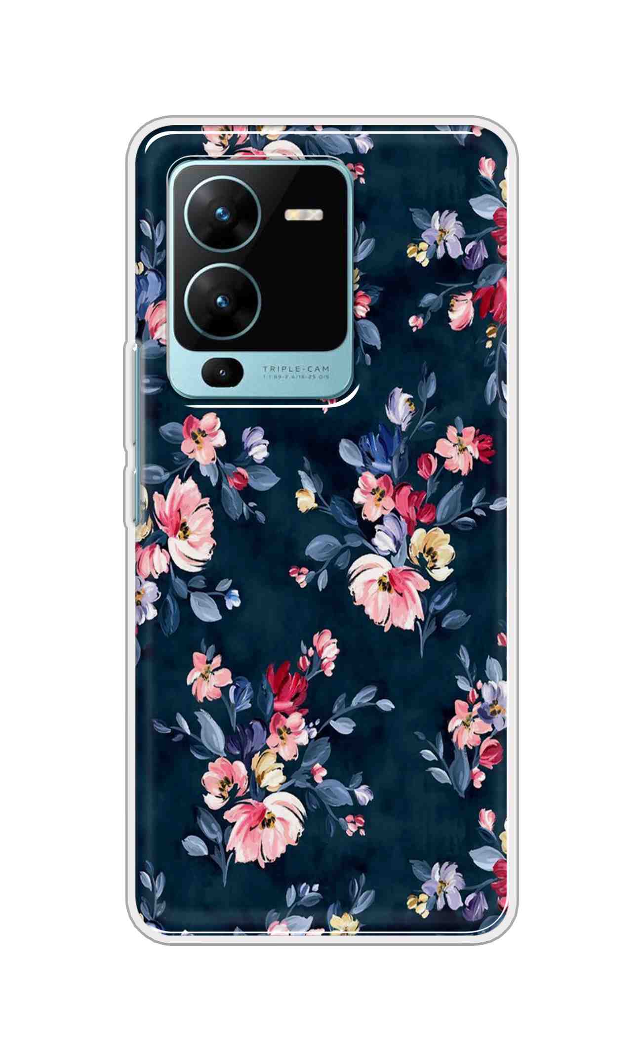 Coberta Back Cover For Vivo V25 Pro 5G Back Cover Stylish Case - Blue Floral Design D11648