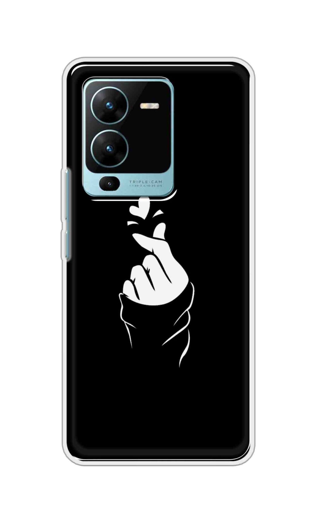 Coberta Back Cover For Vivo V25 Pro 5G Back Cover Stylish Case - Black Korean Heart Design D11802
