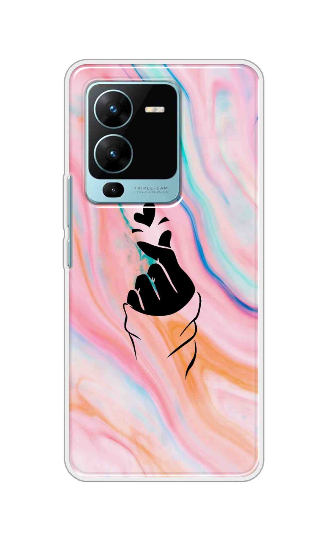 Coberta Back Cover For Vivo V25 Pro 5G Back Cover Stylish Case - Korean Heart on Pink Multicolour Design D11896