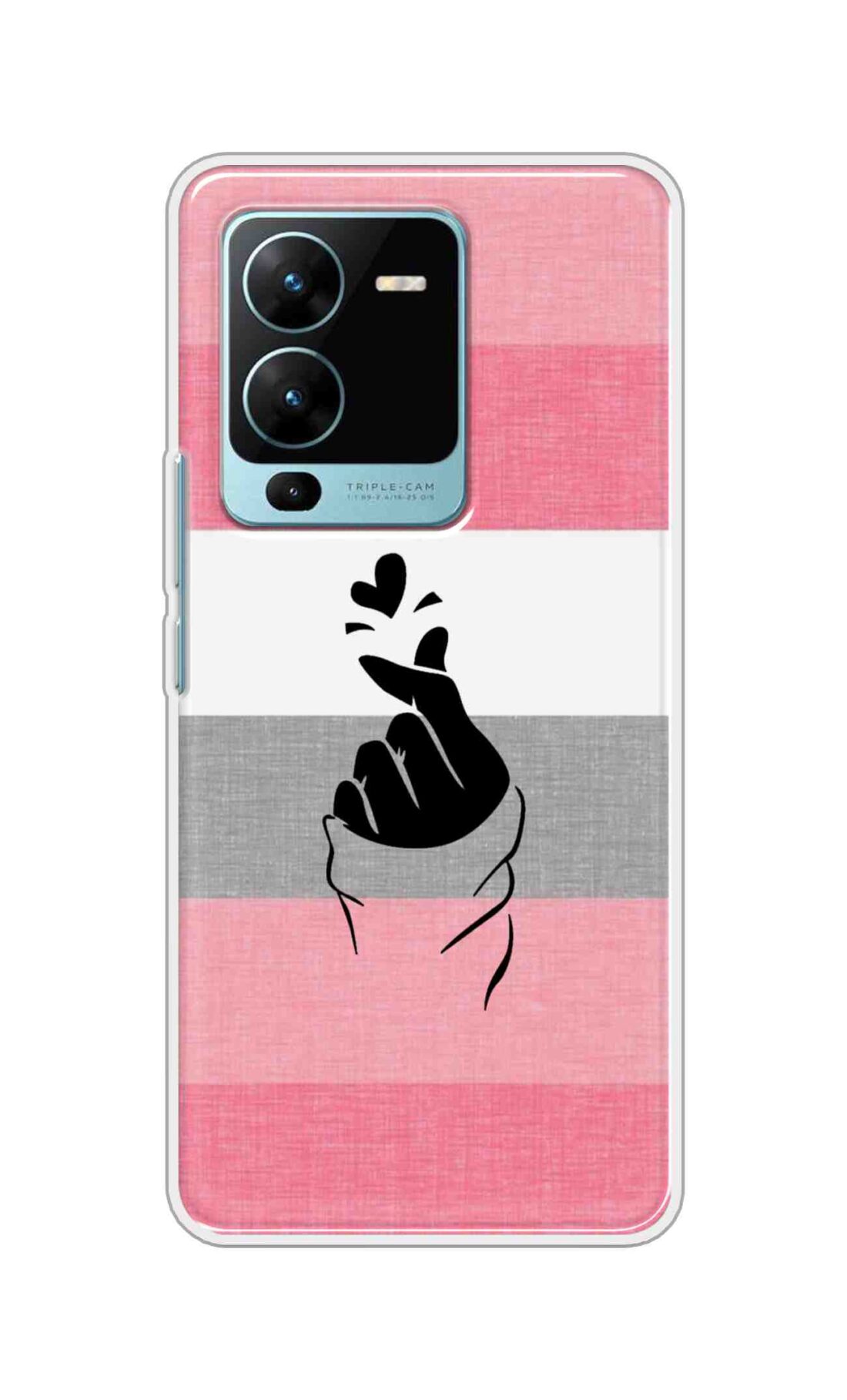 Coberta Back Cover For Vivo V25 Pro 5G Back Cover Stylish Case - Straight Pink and Grey Korean Heart Design D14911