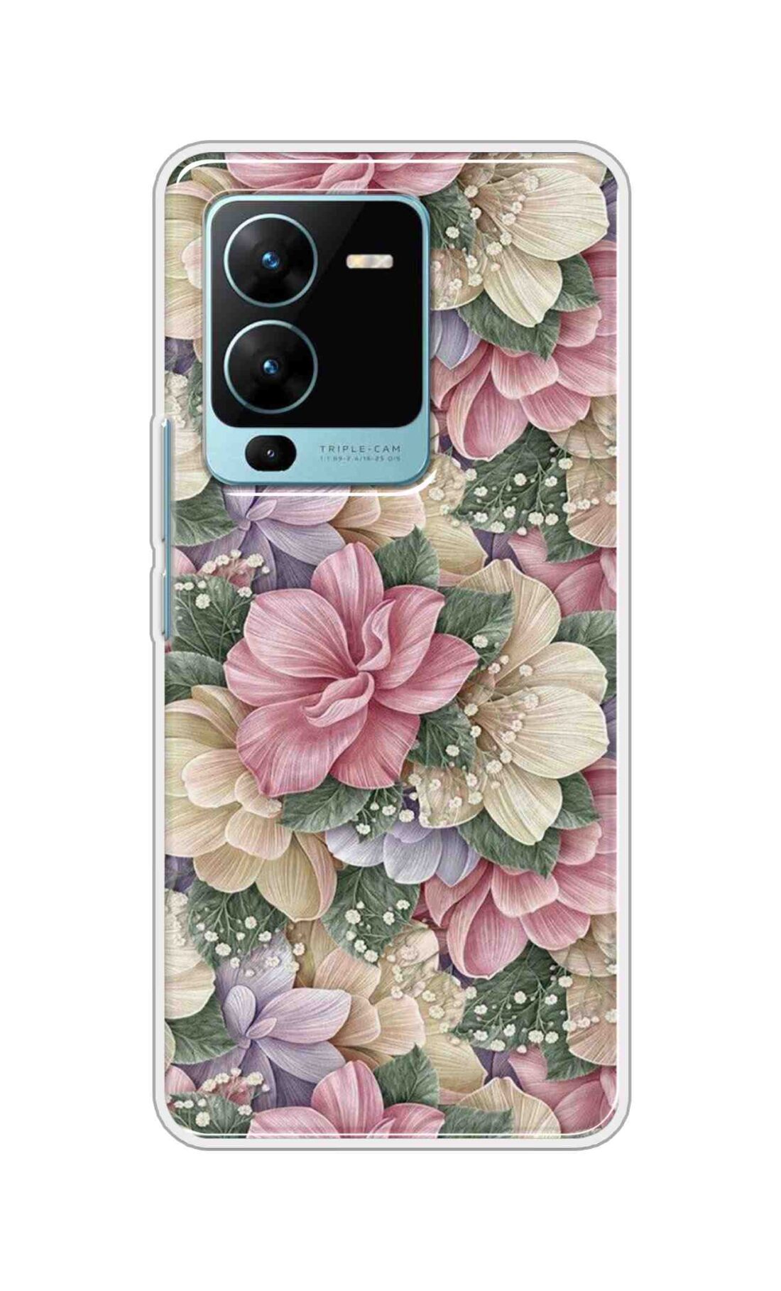 Coberta Back Cover For Vivo V25 Pro 5G Back Cover Stylish Case - Green Leaves and Pink Flowers Design D16250