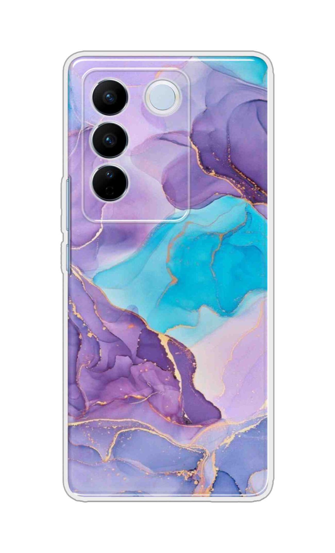 Coberta Back Cover For Vivo V27 5G Back Cover Stylish Case - Purple and Blue Marble Design D16216