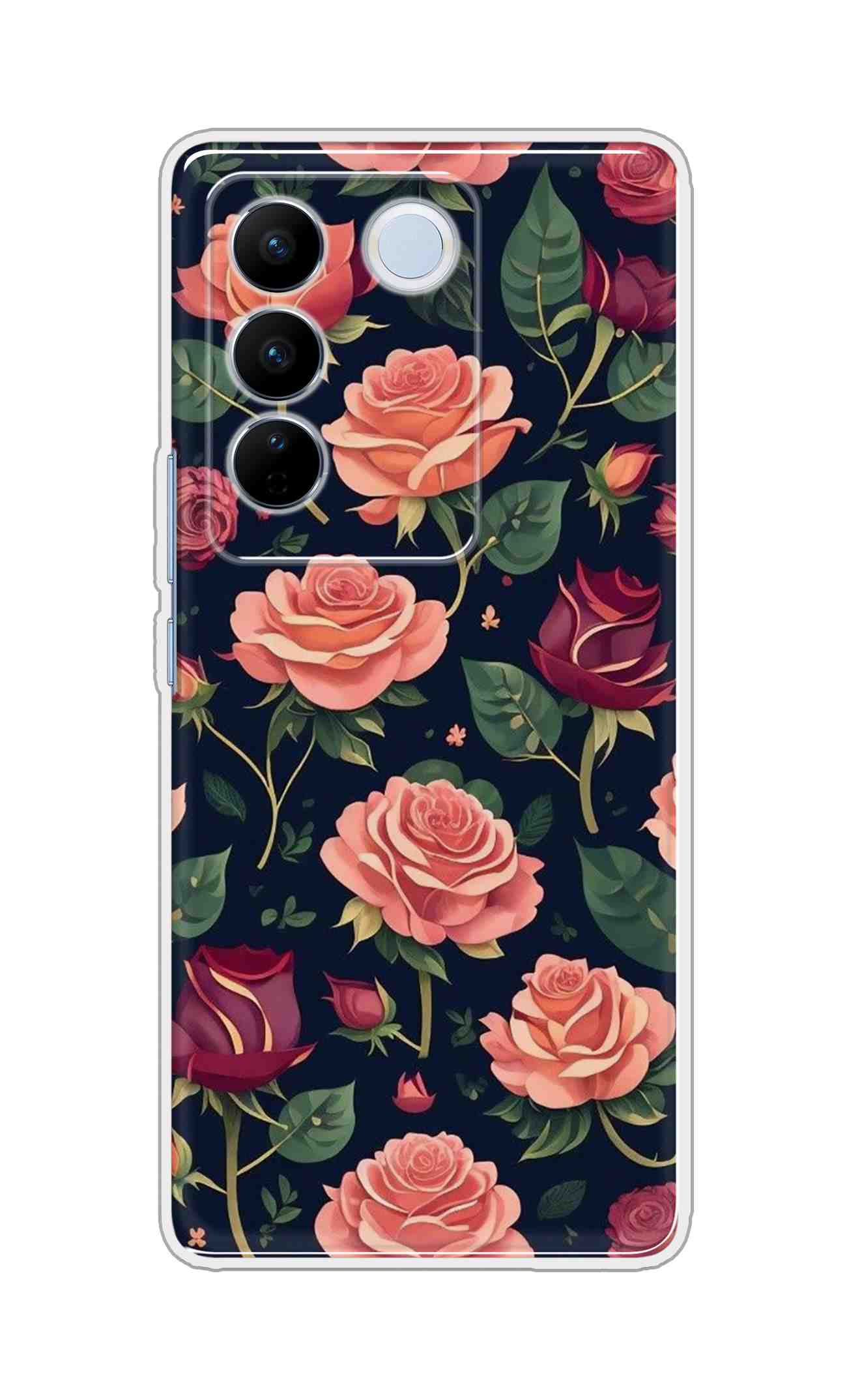 Coberta Back Cover For Vivo V27 5G Back Cover Stylish Case - Pink and Red Rose Design D16271
