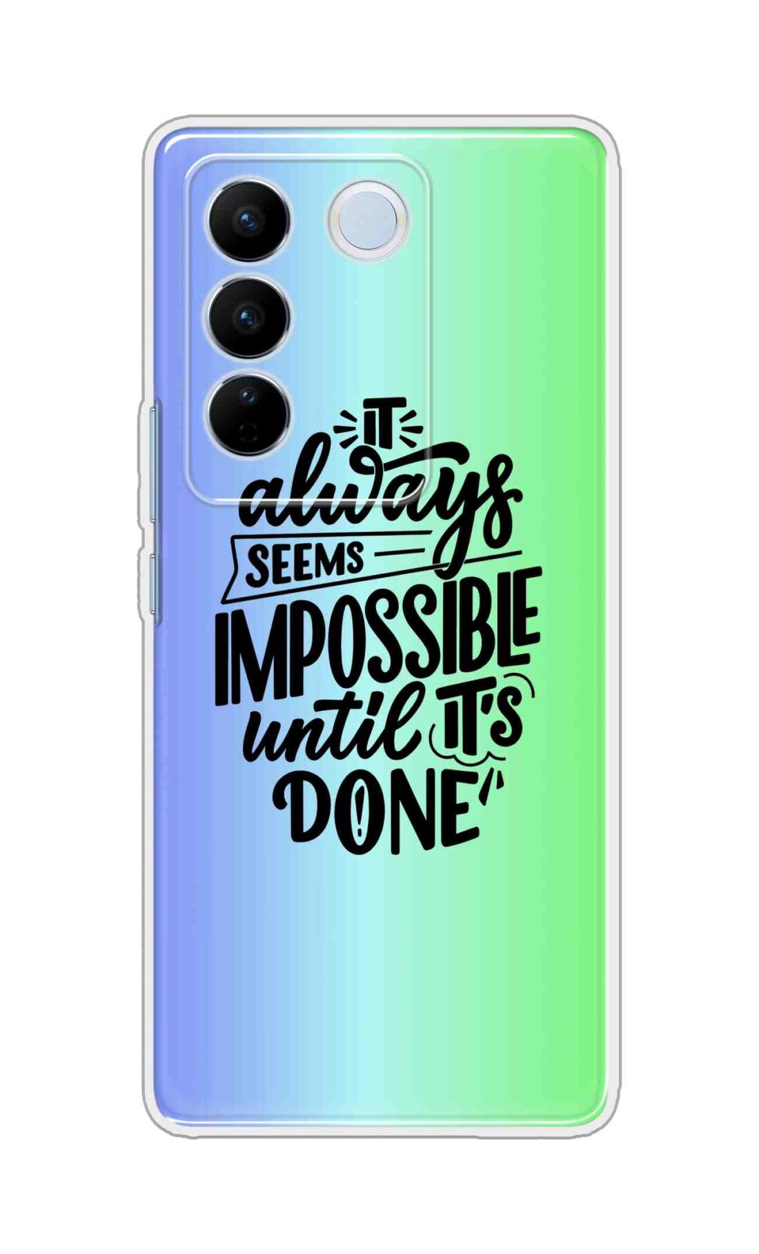 Coberta Back Cover For Vivo V27 5G Back Cover Stylish Case - It Always Seems Impossible Until Its Done in Green and Blue Design D16502