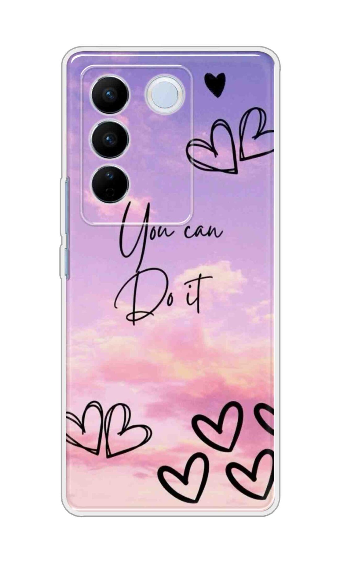 Coberta Back Cover For Vivo V27 Pro 5G Back Cover Stylish Case - You Can Do It and Hearts Design D16539