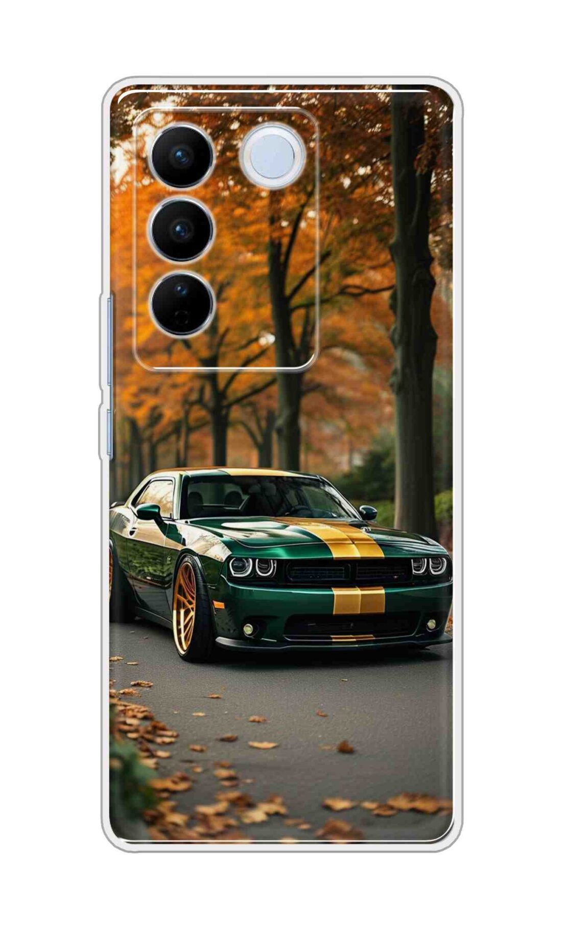 Coberta Back Cover For Vivo V27 Pro 5G Back Cover Stylish Case - Golden Line in Green Design D16546