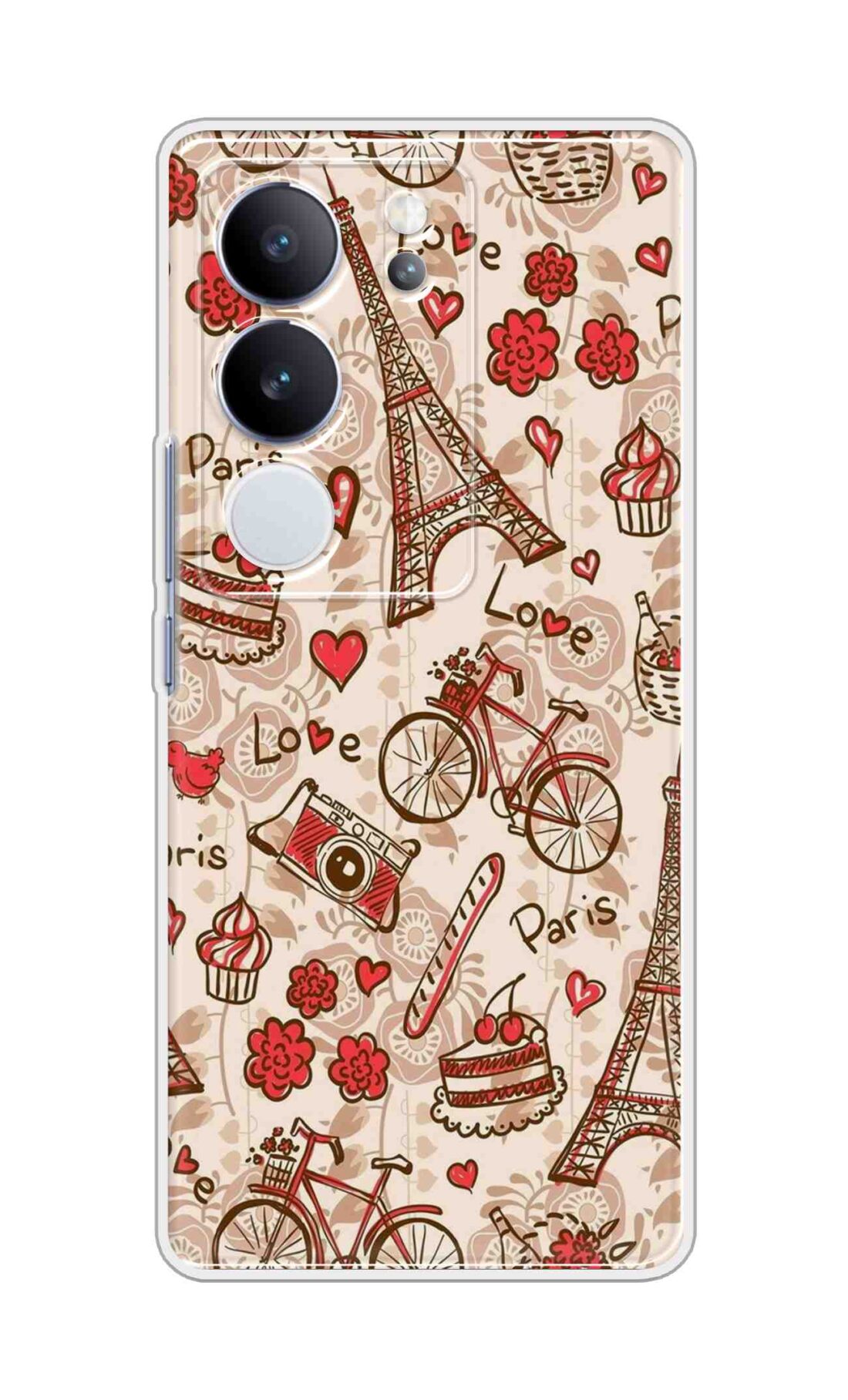 Coberta Back Cover For Vivo V29 Pro 5G Back Cover Stylish Case - Paris and Love Text Pattern D11626