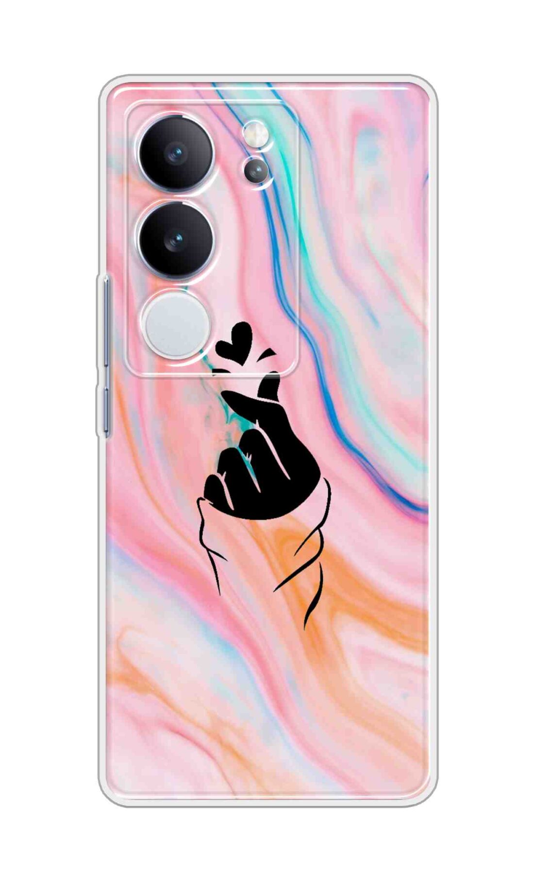 Coberta Back Cover For Vivo V29 Pro 5G Back Cover Stylish Case - Korean Heart on Pink Multicolour Design D11896