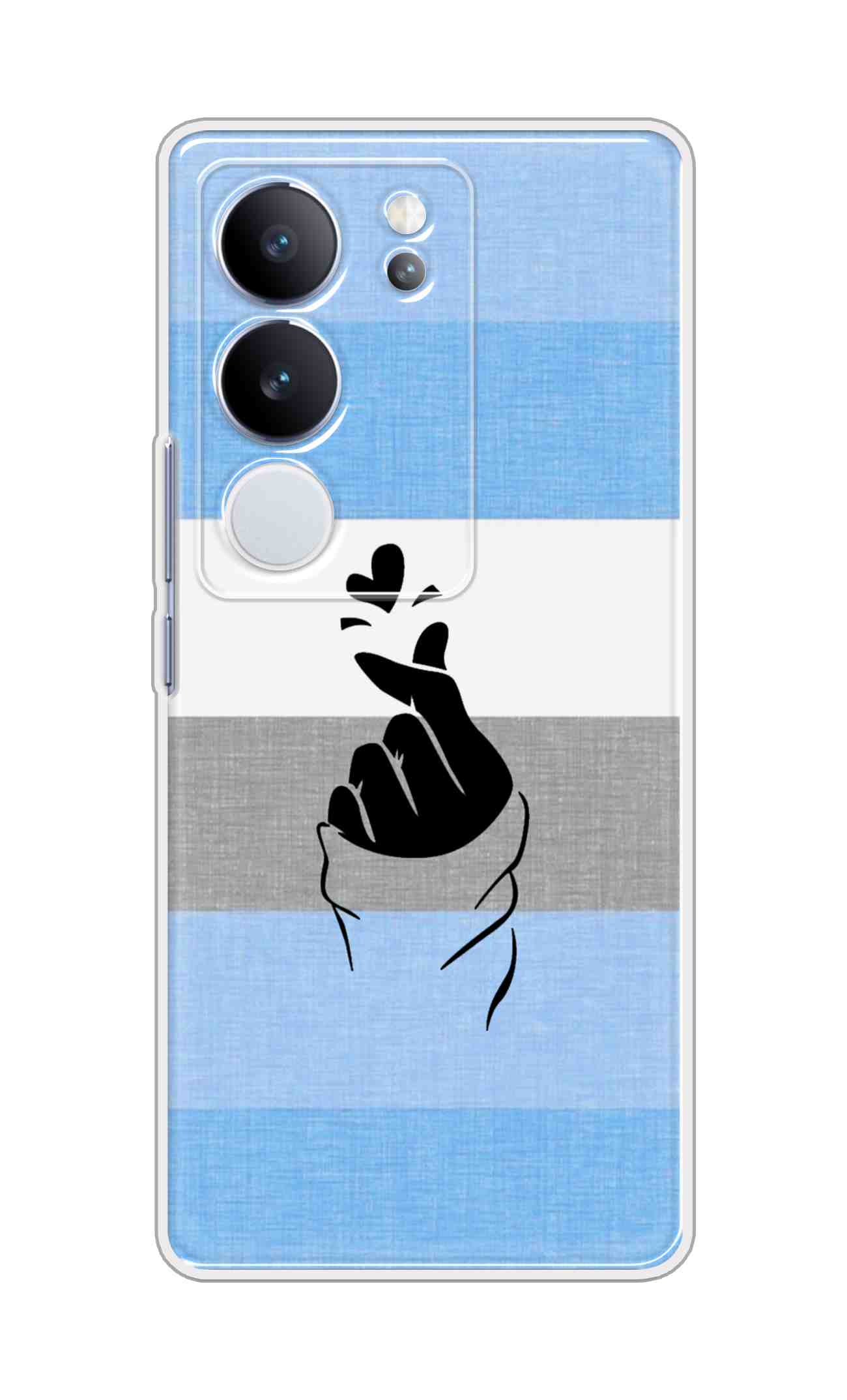 Coberta Back Cover For Vivo V29 Pro 5G Back Cover Stylish Case - Blue and Grey Korean Heart Design D14909