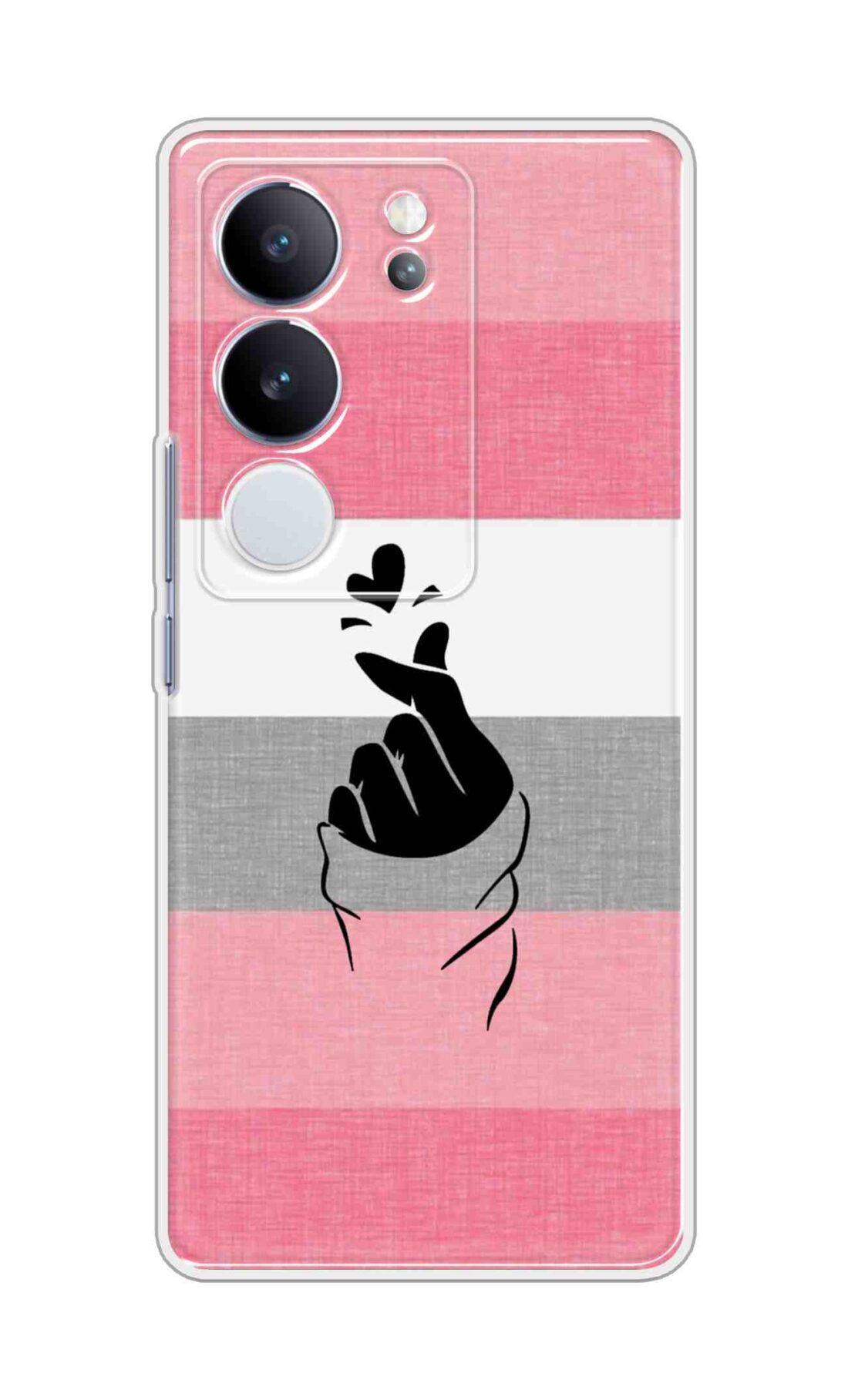 Coberta Back Cover For Vivo V29 Pro 5G Back Cover Stylish Case - Straight Pink and Grey Korean Heart Design D14911