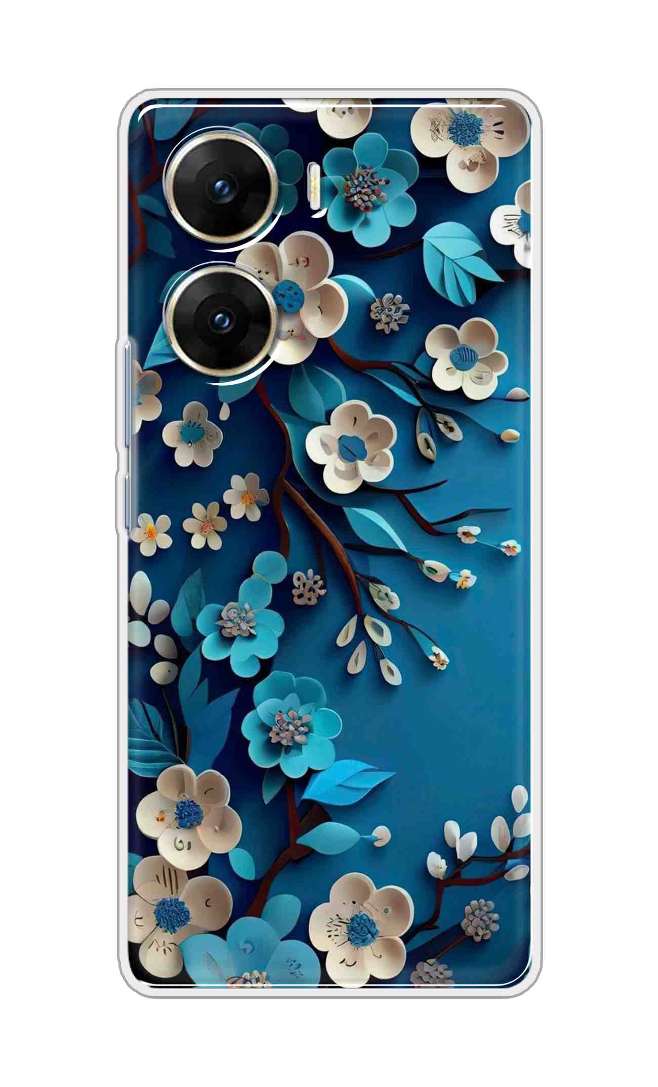Coberta Back Cover For Vivo V29e 5G Back Cover Stylish Case - Blue and White Flowers Design D16551