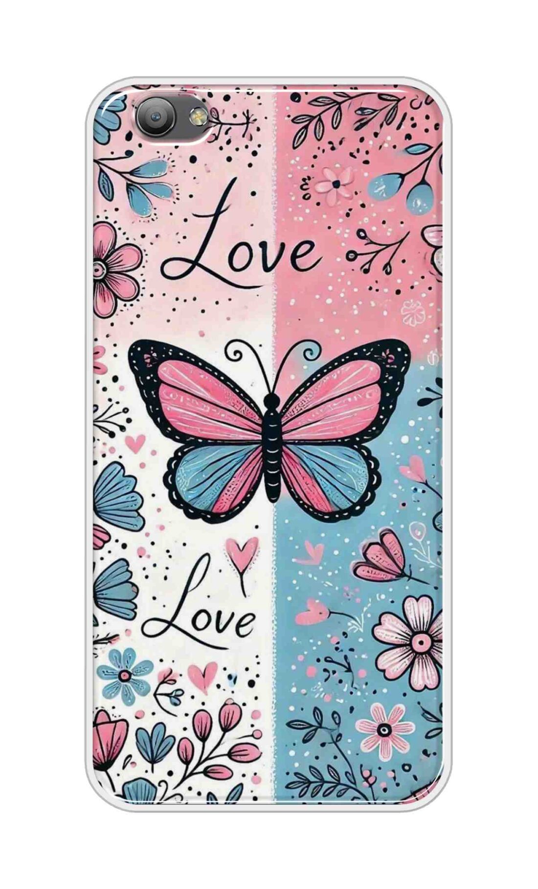 Coberta Back Cover For Vivo V5 Back Cover Stylish Case - Butterfly and Love Text Design D16526