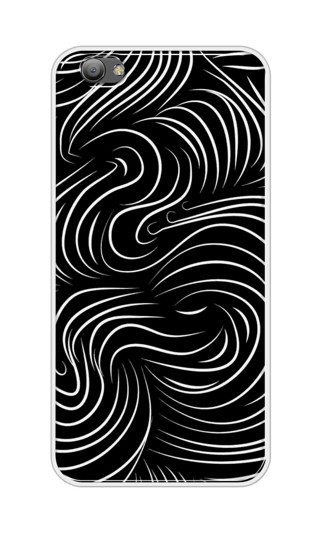 Coberta Back Cover For Vivo V5 Back Cover Stylish Case - White Curves Design D16552