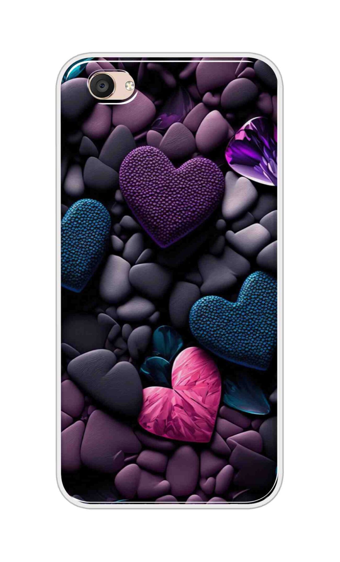 Coberta Back Cover For Vivo V5 Plus Back Cover Stylish Case - Purple Hearts Design D16005