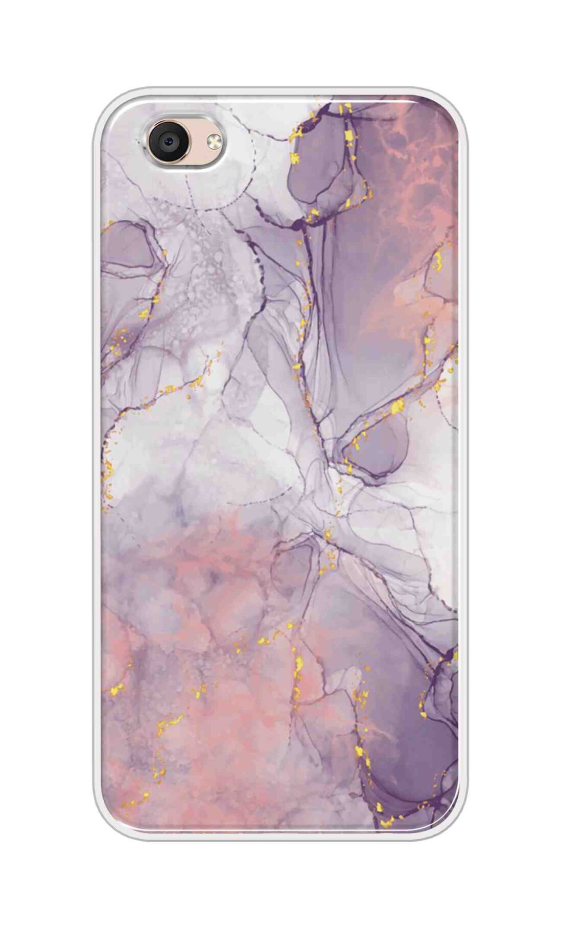 Coberta Back Cover For Vivo V5 Plus Back Cover Stylish Case - Light Marble with Golden Design D16162