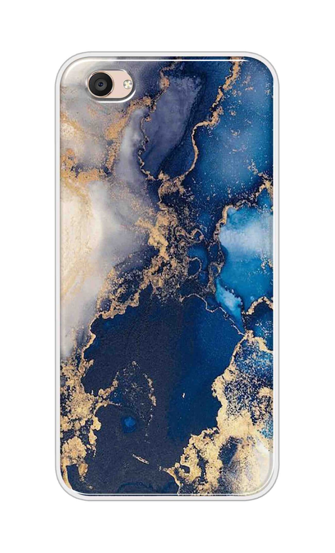 Coberta Back Cover For Vivo V5 Plus Back Cover Stylish Case - White and Dark Blue Marble Design D16177