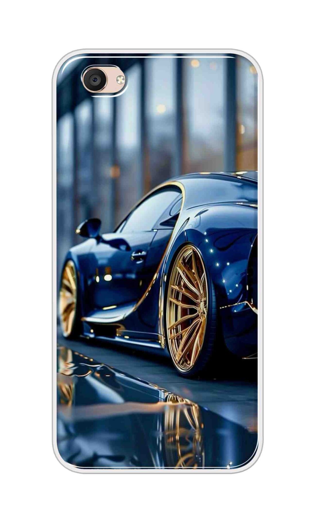 Coberta Back Cover For Vivo V5 Plus Back Cover Stylish Case - Black Car with Golden Tier Design D16477