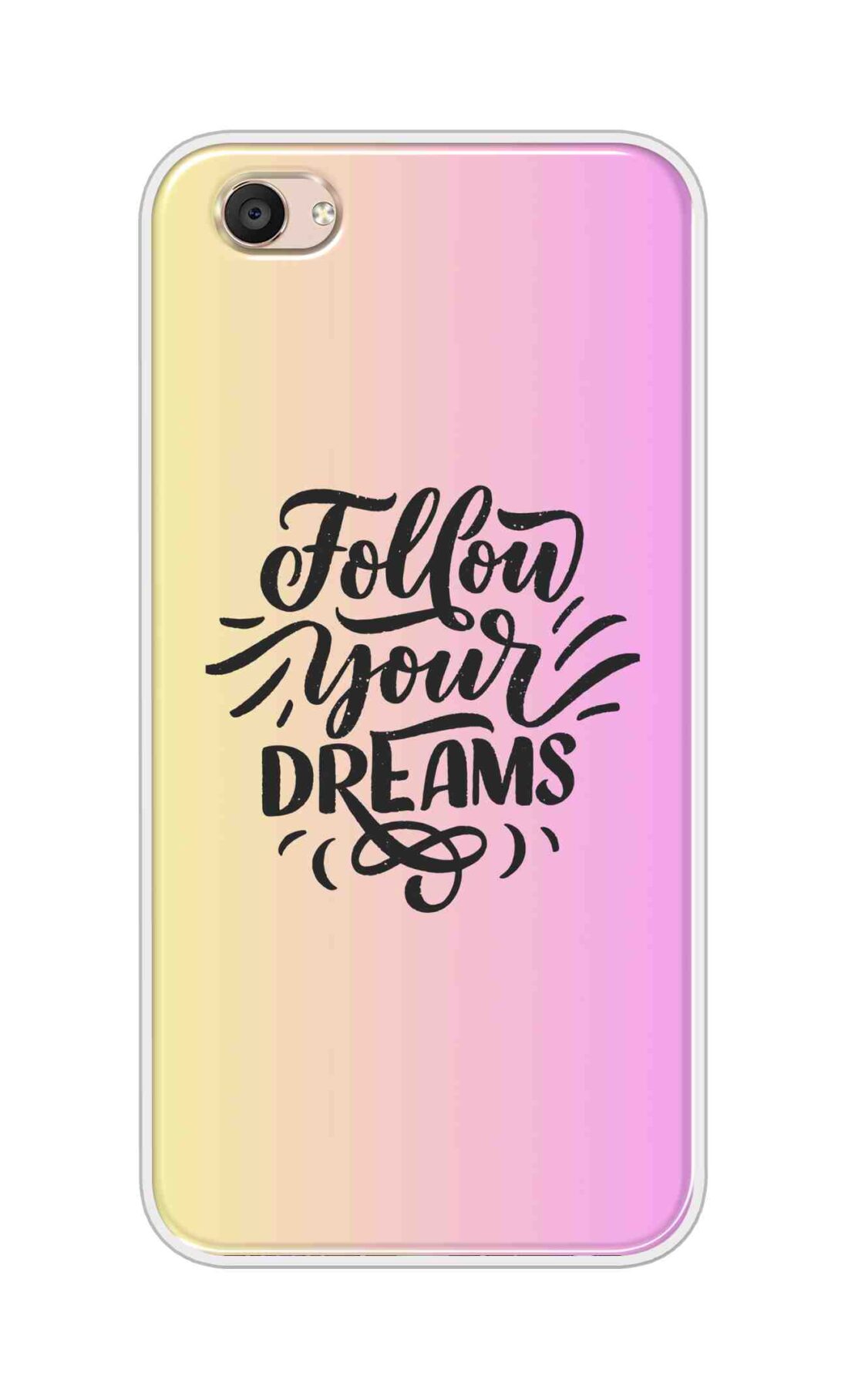 Coberta Back Cover For Vivo V5 Plus Back Cover Stylish Case - Follow Your Dreams In Pink And Yellow Design D16499
