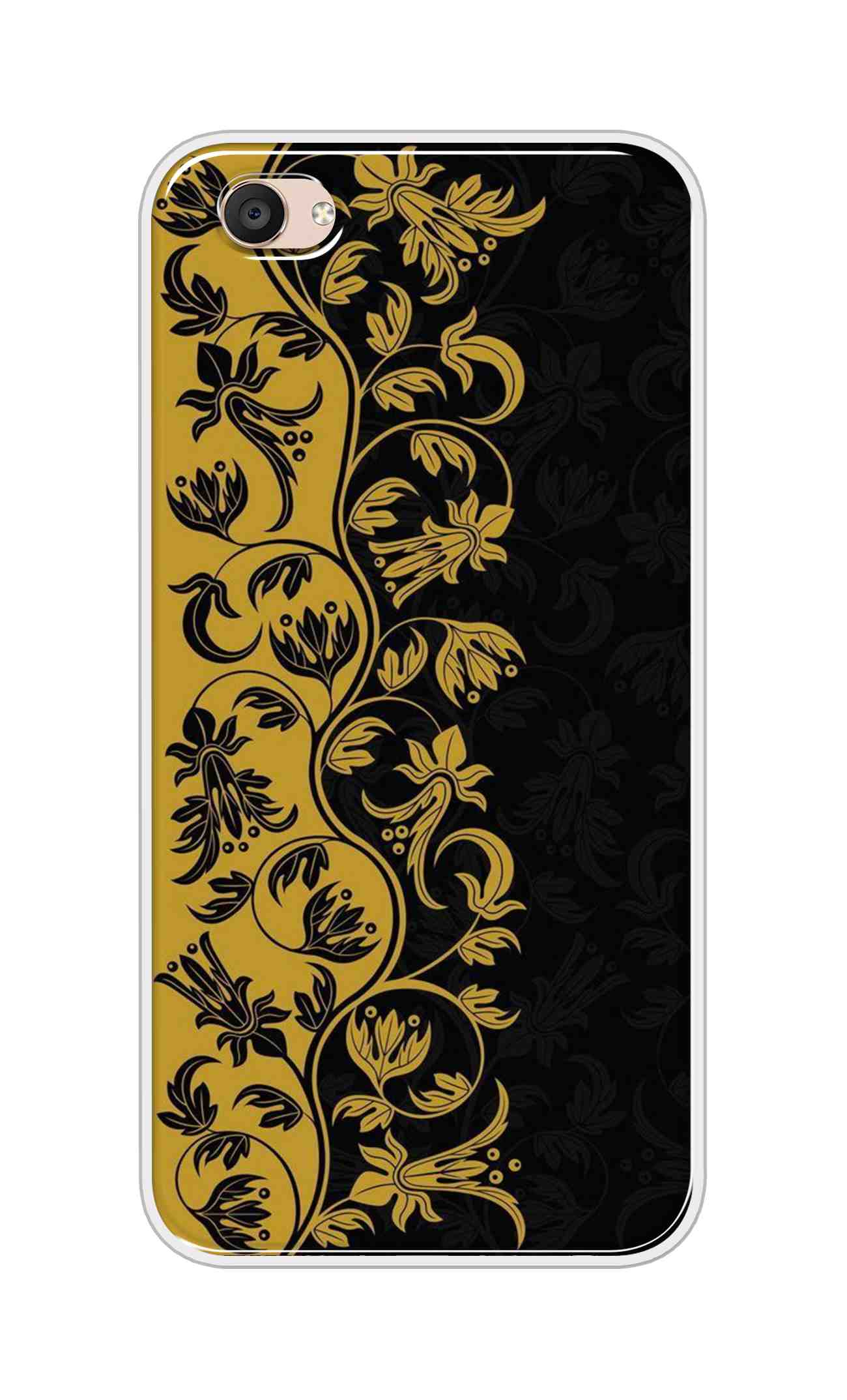 Coberta Back Cover For Vivo V5 Plus Back Cover Stylish Case - Black and Yellow Leaves Design D16518