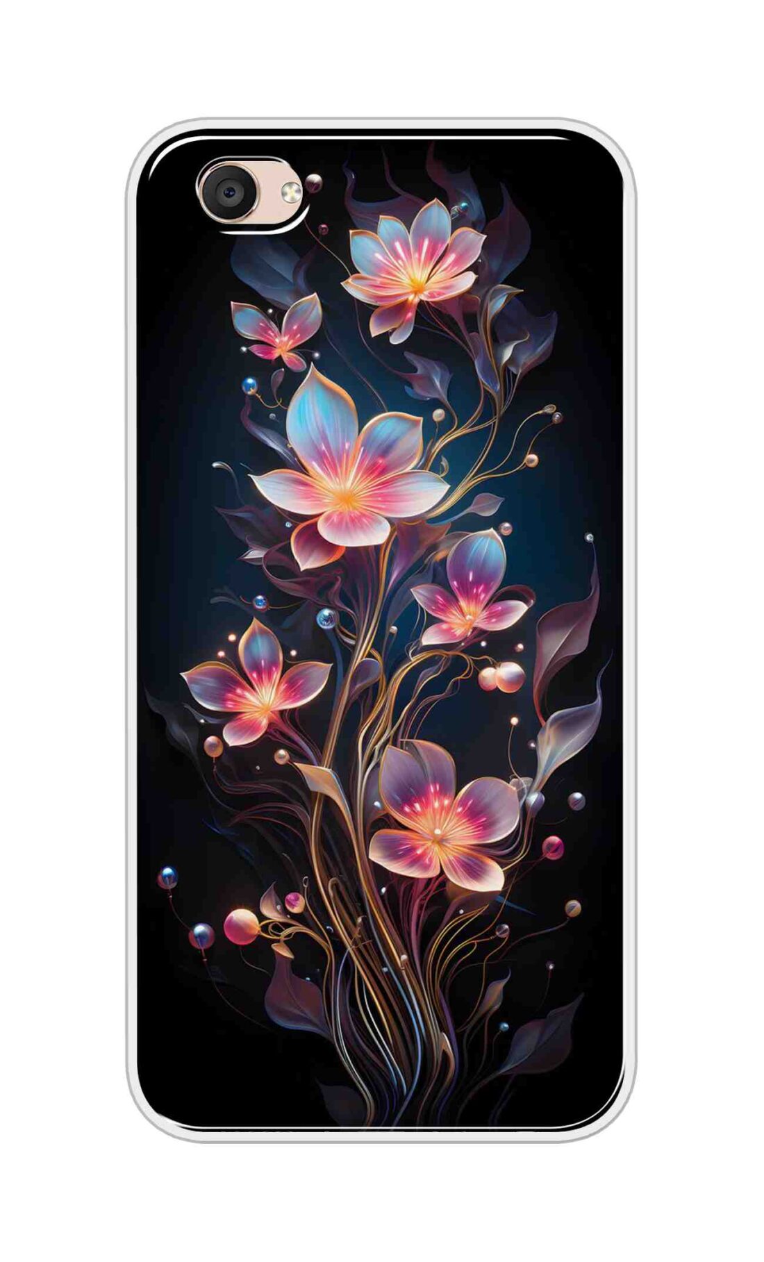 Coberta Back Cover For Vivo V5 Plus Back Cover Stylish Case - Asthetic Flowers in Black Design Design D16523